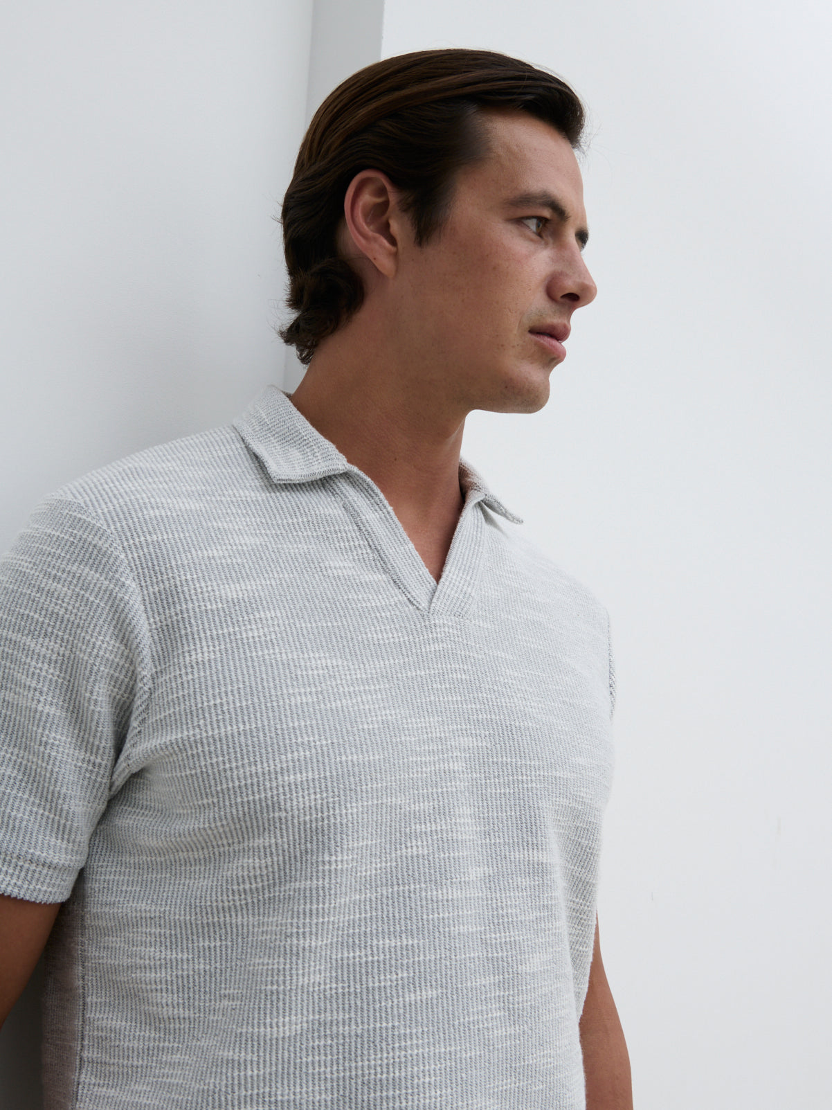 Aaron Textured Jersey Polo - Grey