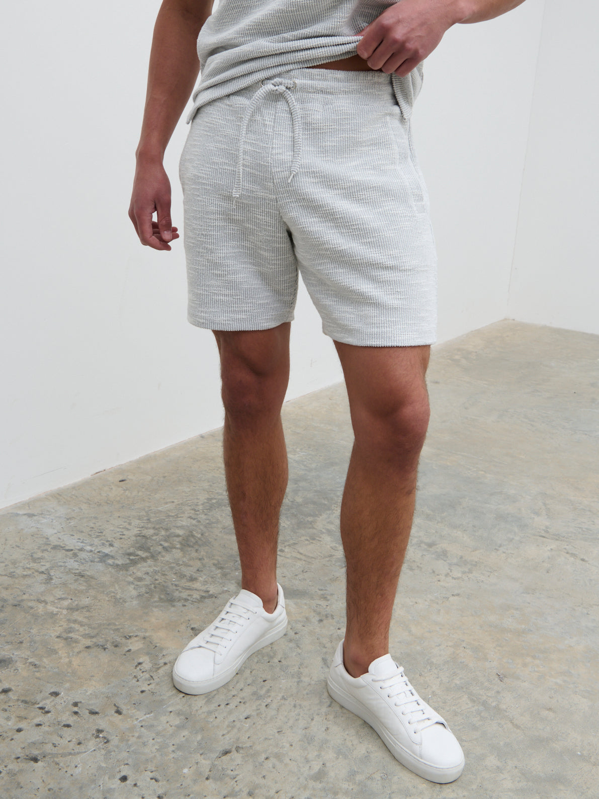 Aaron Textured Jersey Shorts - Grey