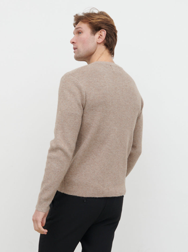 Alfie Collarless Knit Bomber - Beige