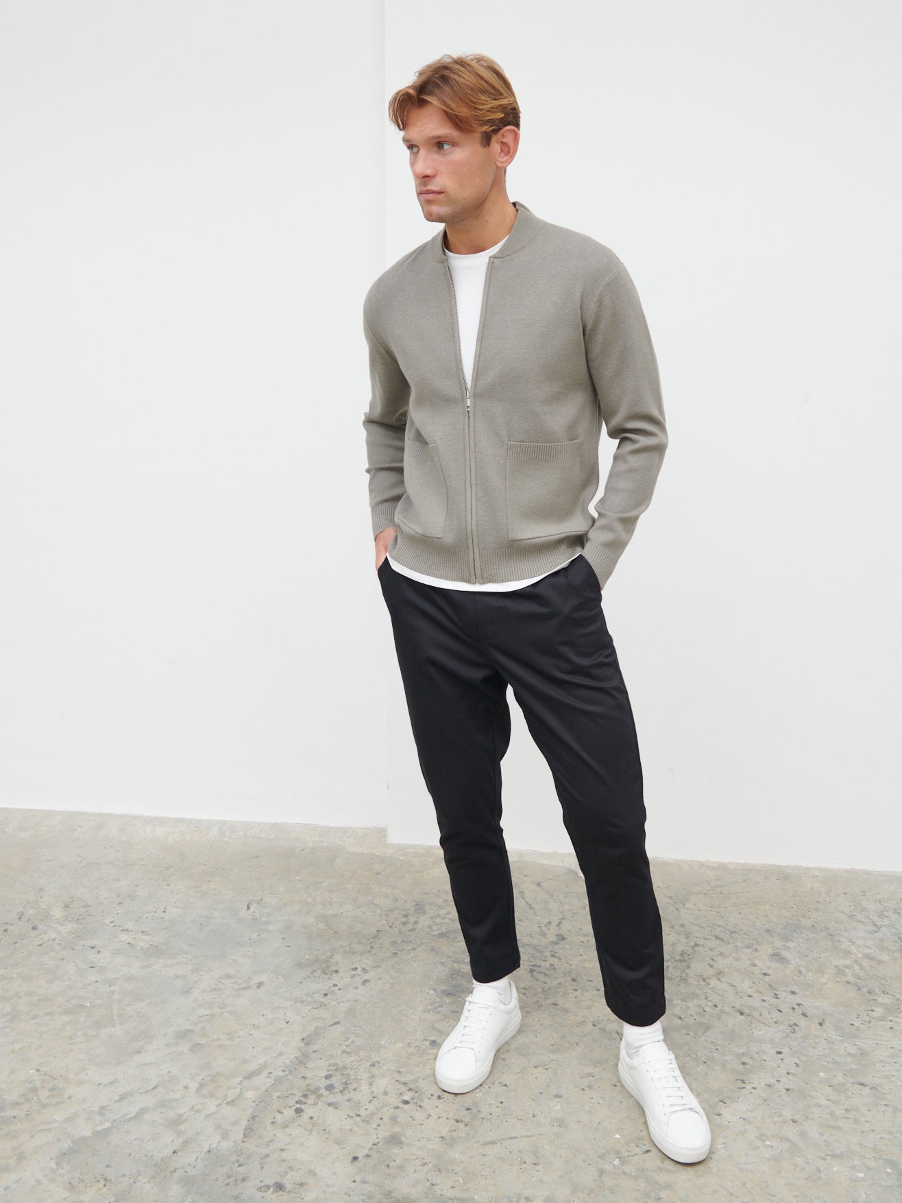 Arlo Knit Bomber Jacket - Grey Marl