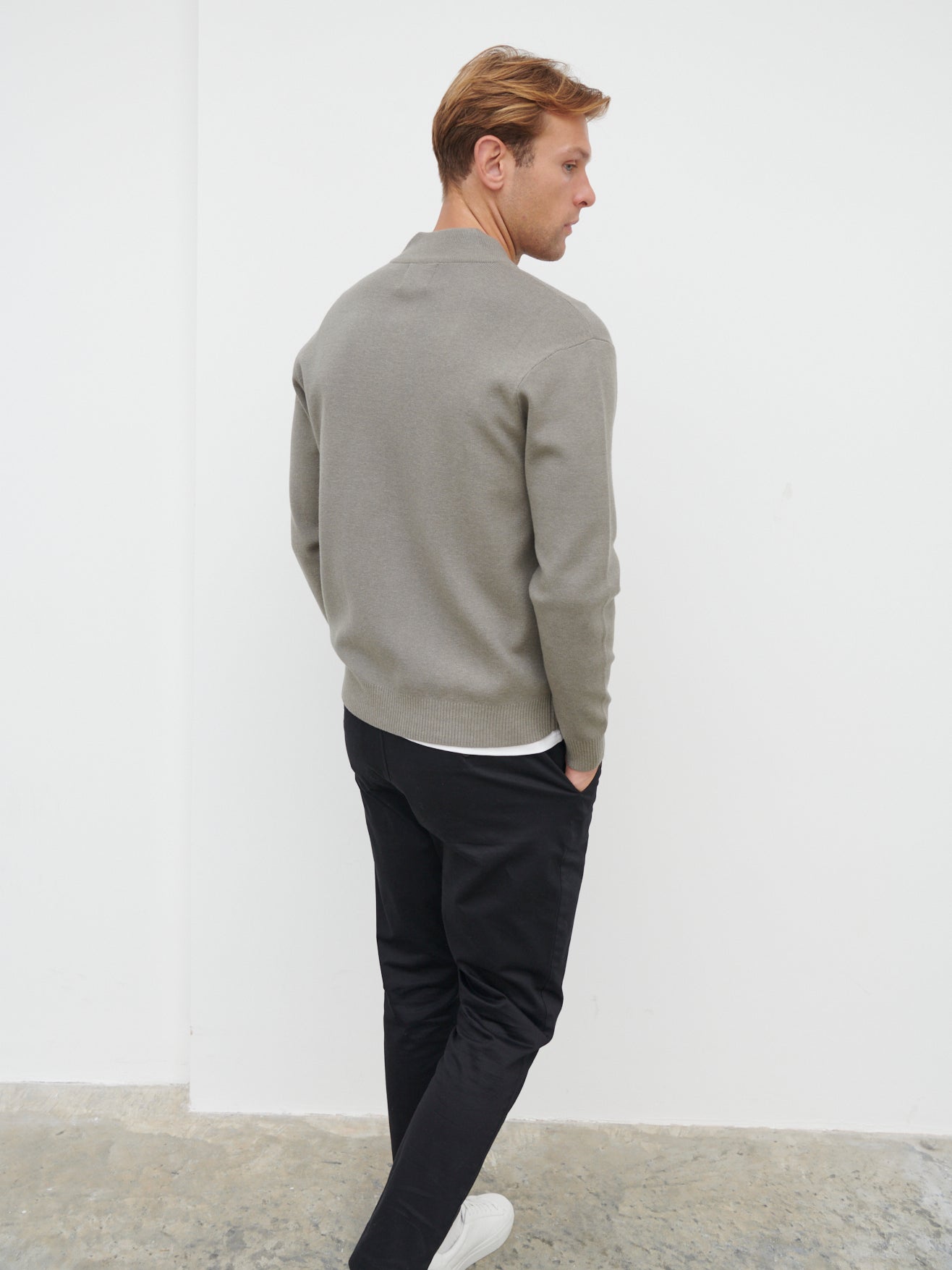 Arlo Knit Bomber Jacket - Grey Marl