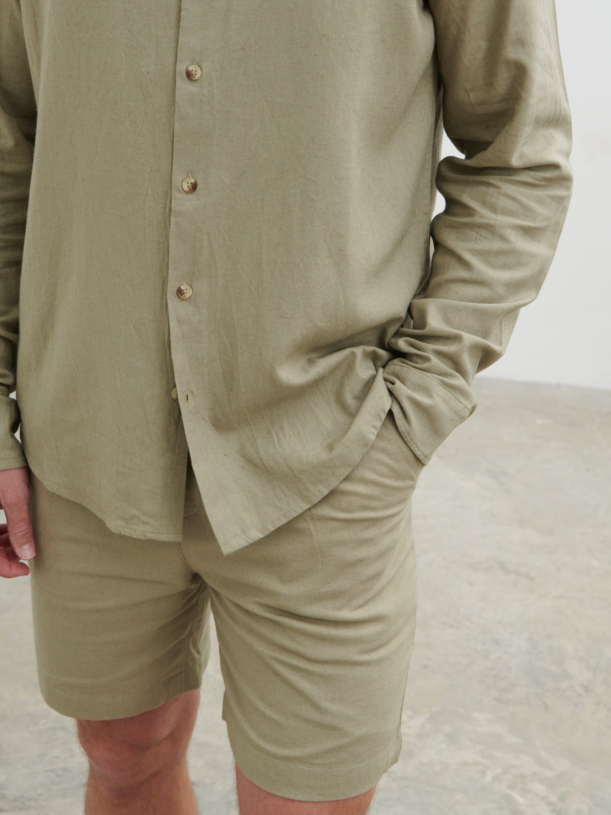 Enzo Long Sleeve Linen Shirt - Olive