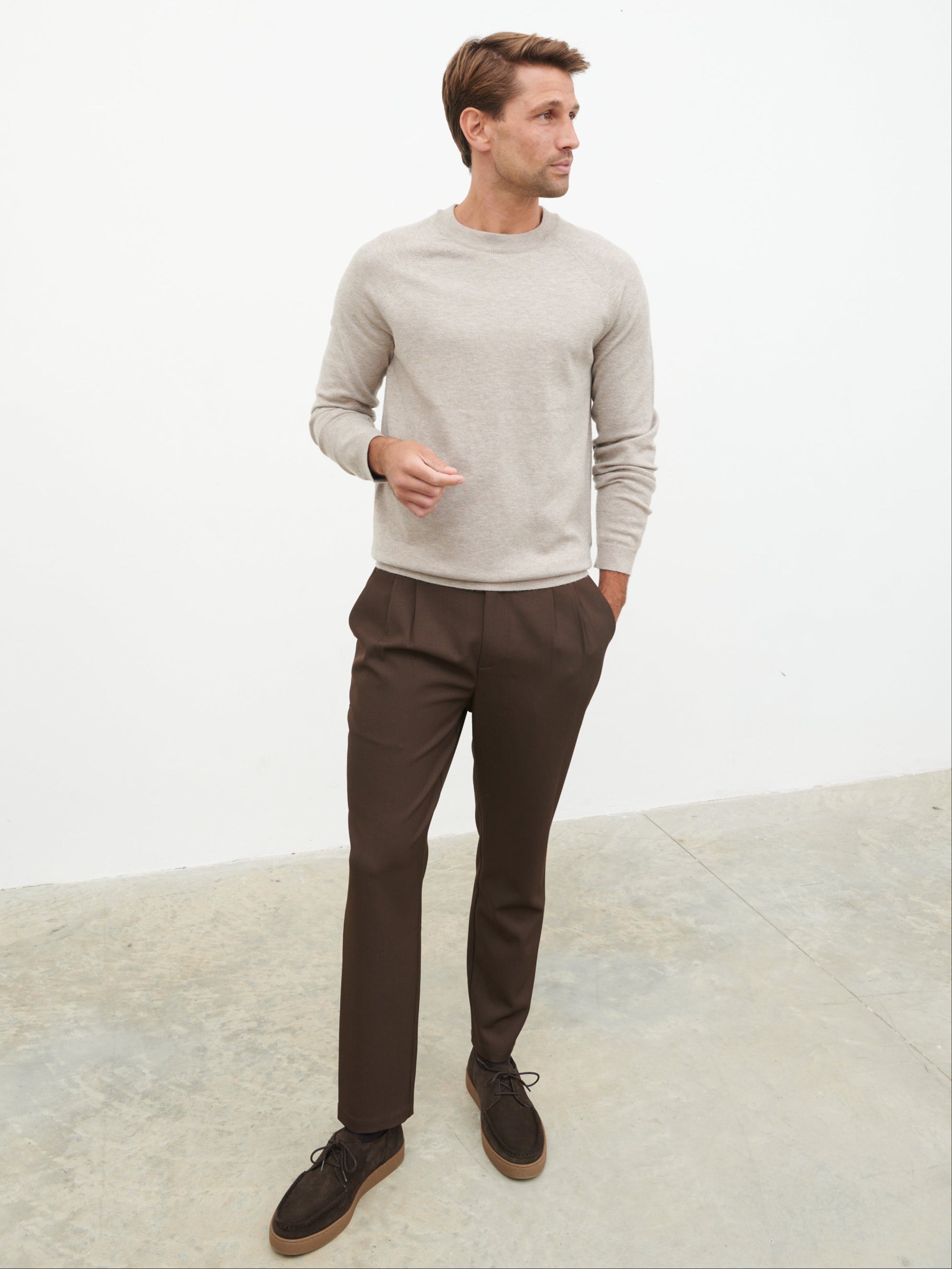 Axton Tailored Trousers - Chocolate Brown