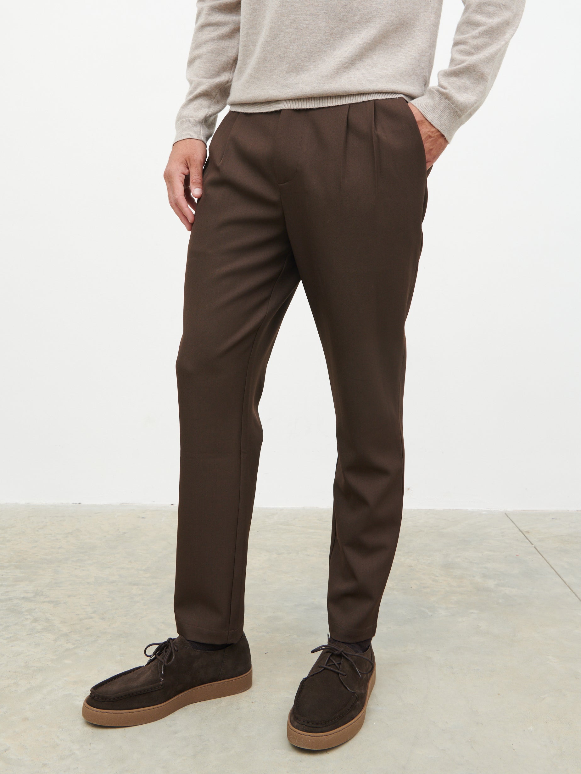 Axton Tailored Trousers - Chocolate Brown
