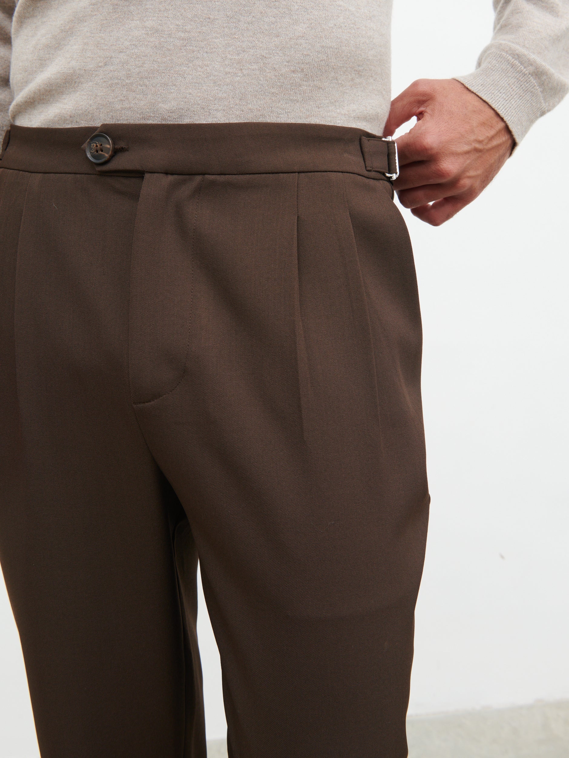 Axton Tailored Trousers - Chocolate Brown