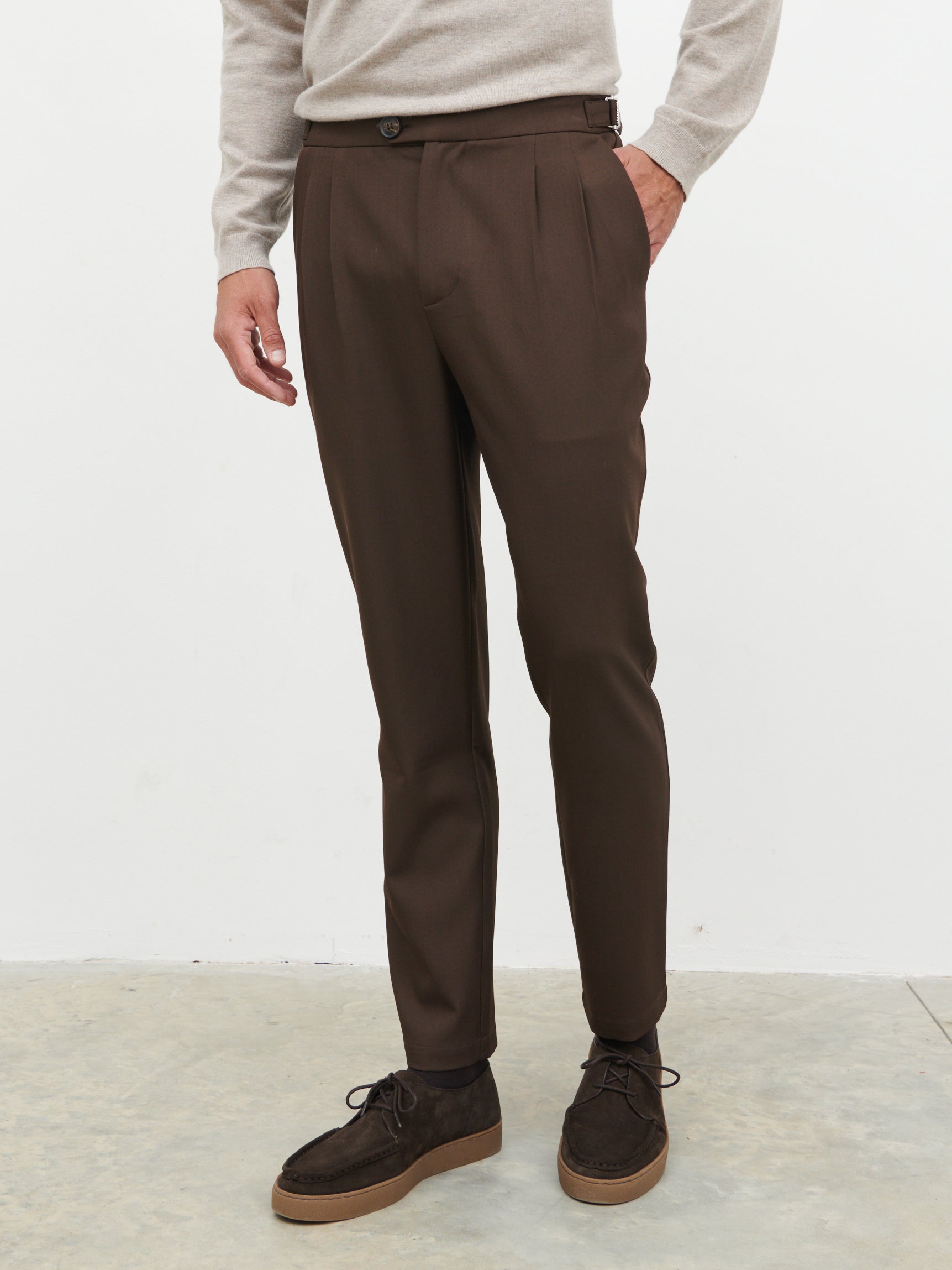 Axton Tailored Trousers - Chocolate Brown