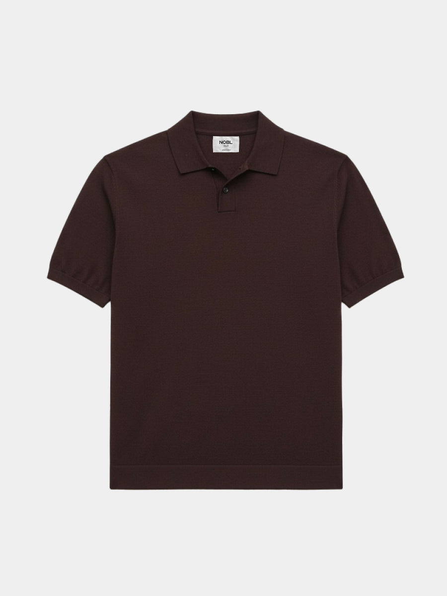 Brax Small Placket Knit Polo Top - Brown – Nobl