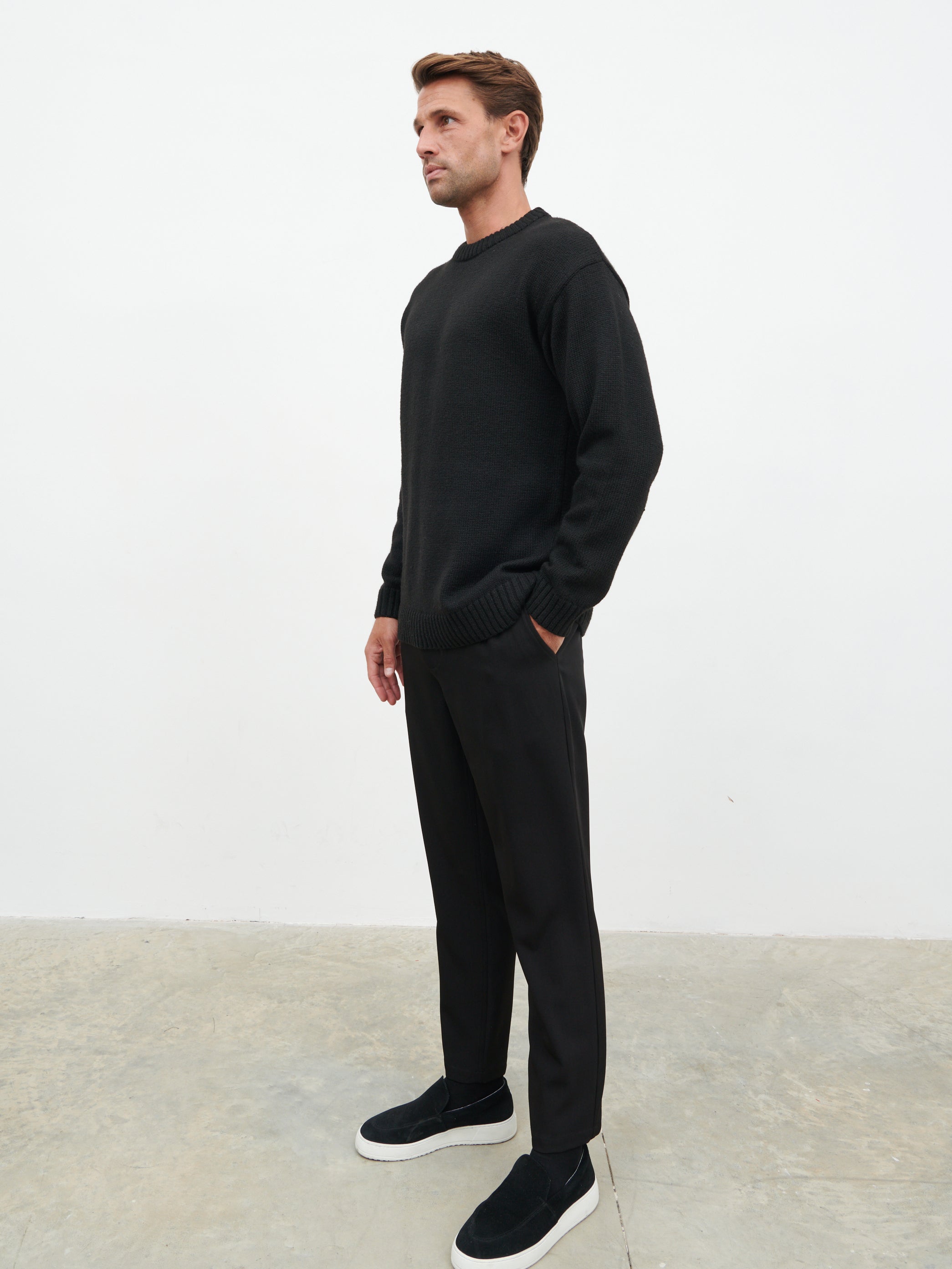 Banks Crew Neck Knit Jumper - Black