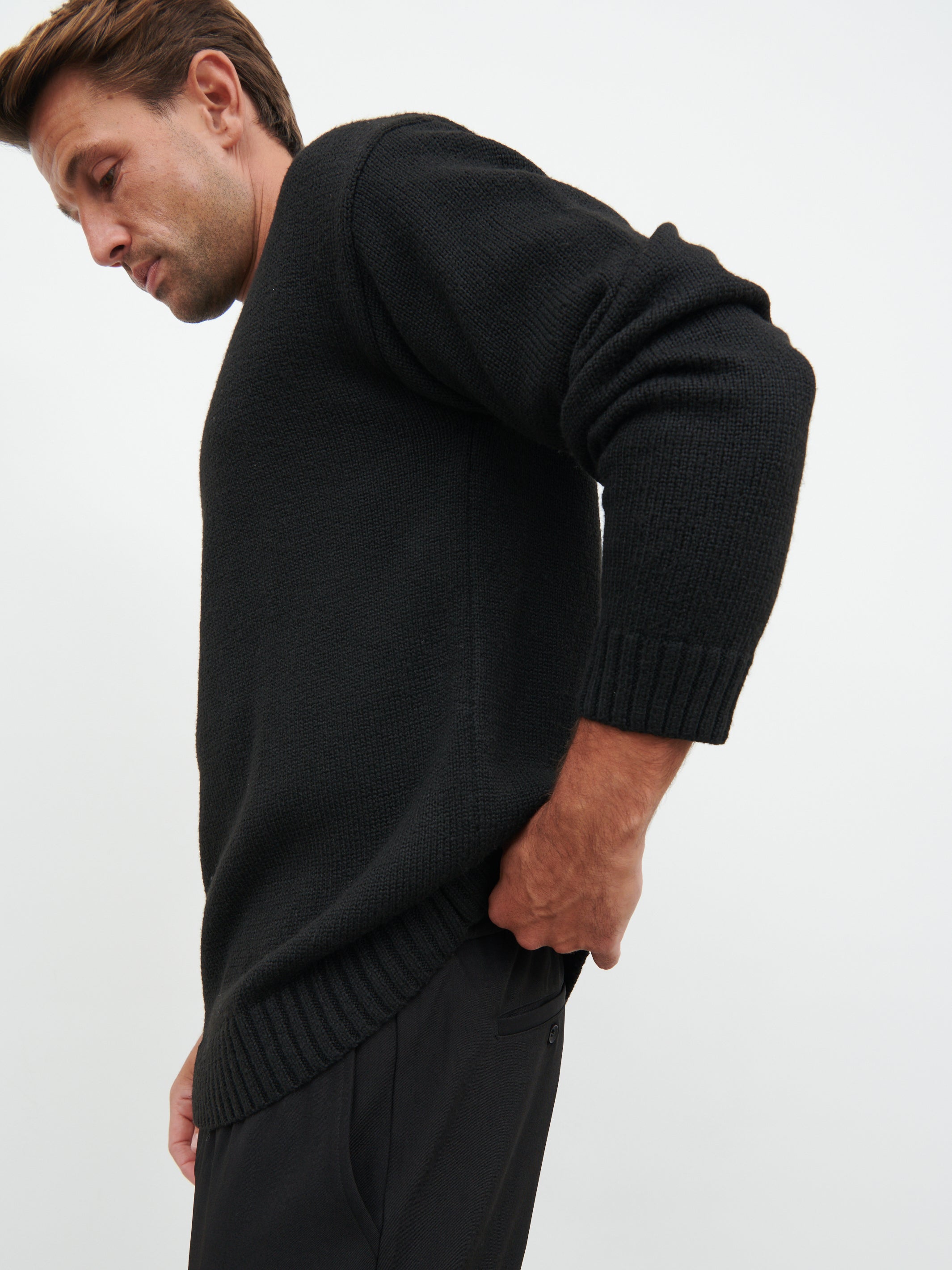 Banks Crew Neck Knit Jumper - Black