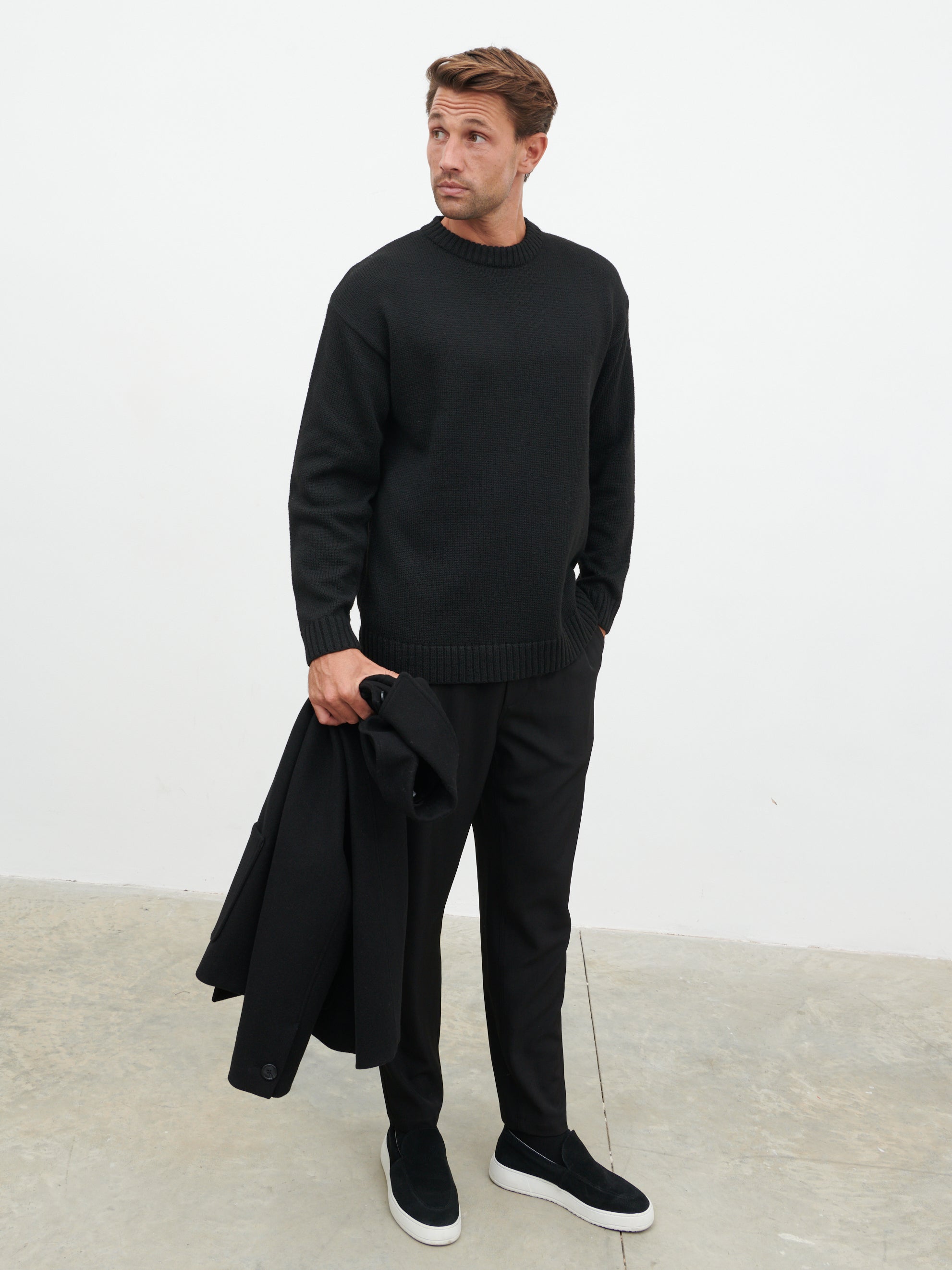 Banks Crew Neck Knit Jumper - Black