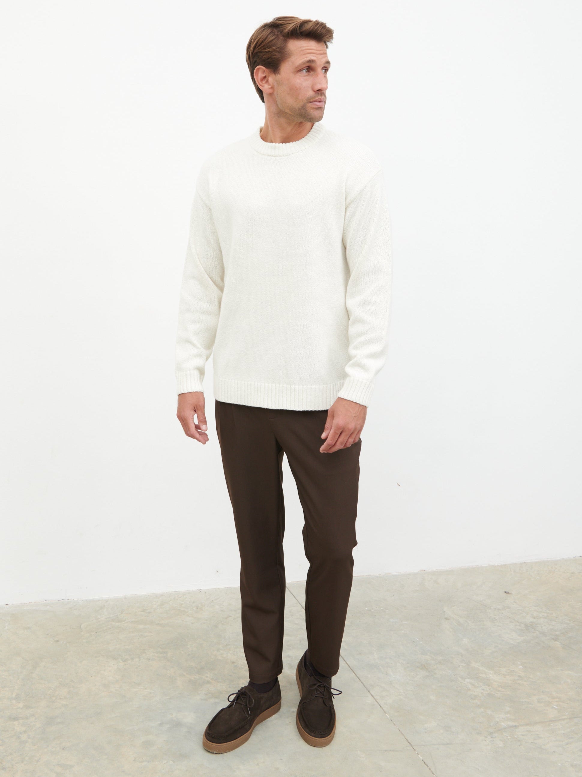 Banks Crew Neck Knit Jumper - Cream