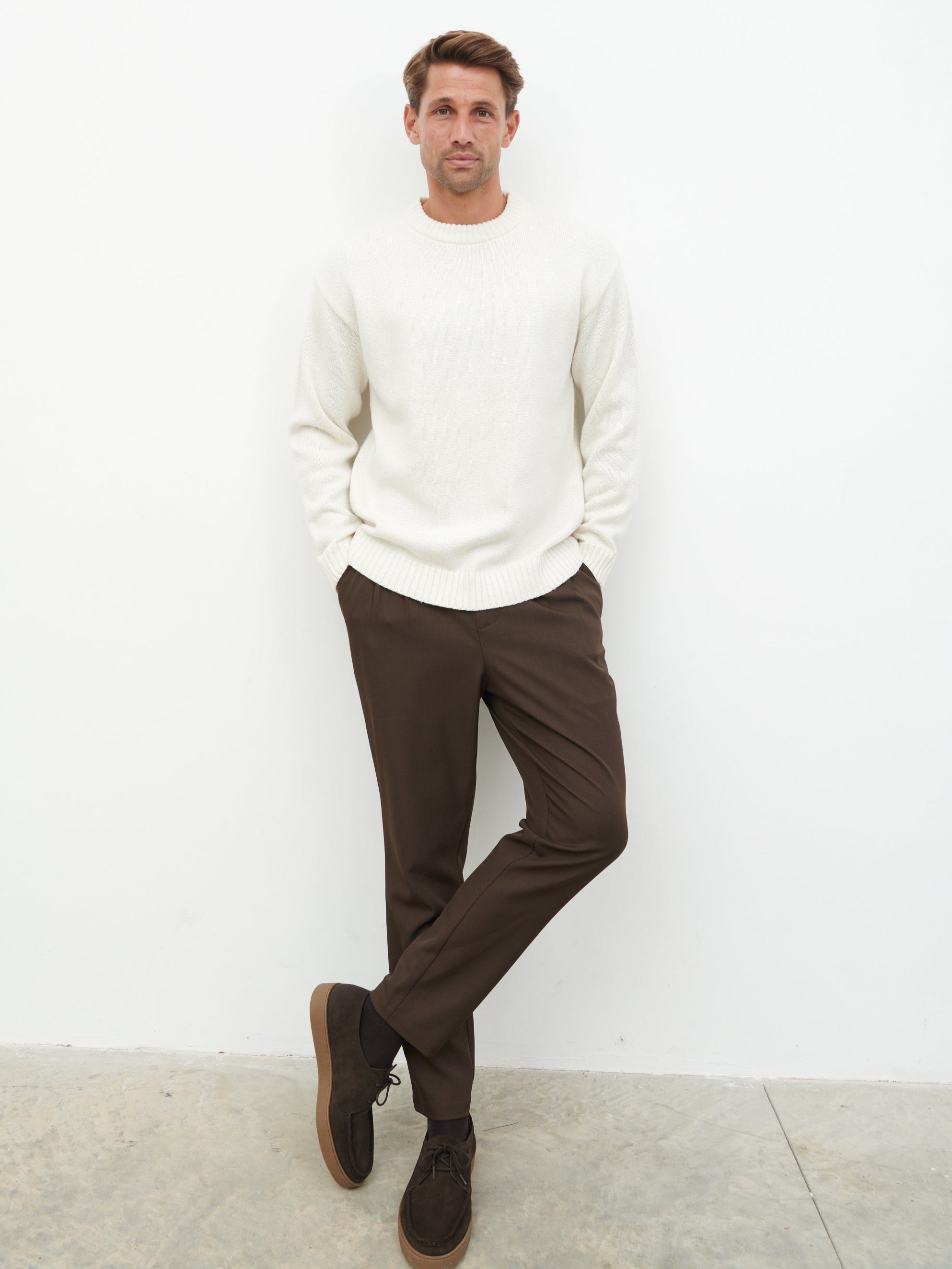 Banks Crew Neck Knit Jumper - Cream