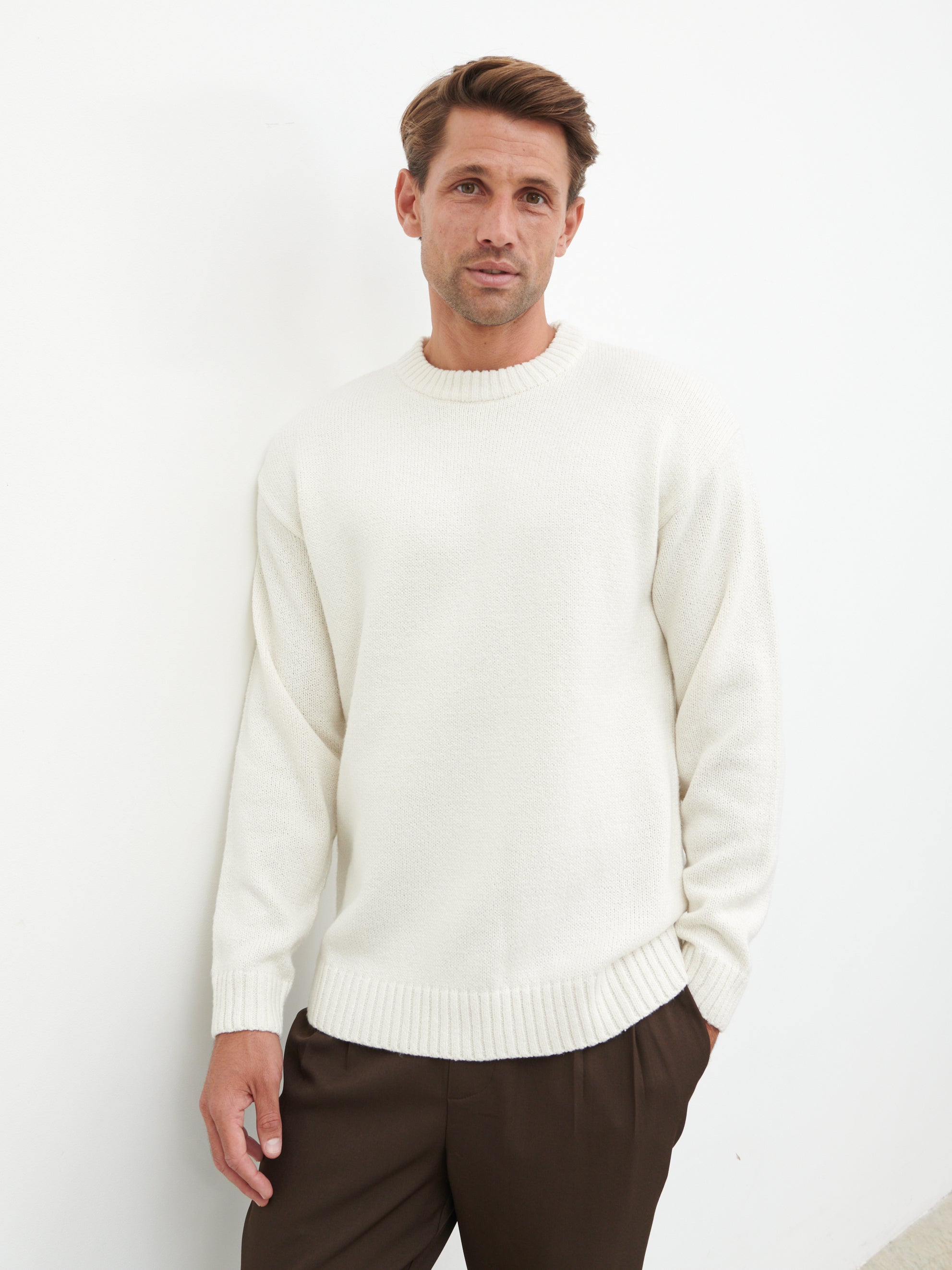 Banks Crew Neck Knit Jumper - Cream