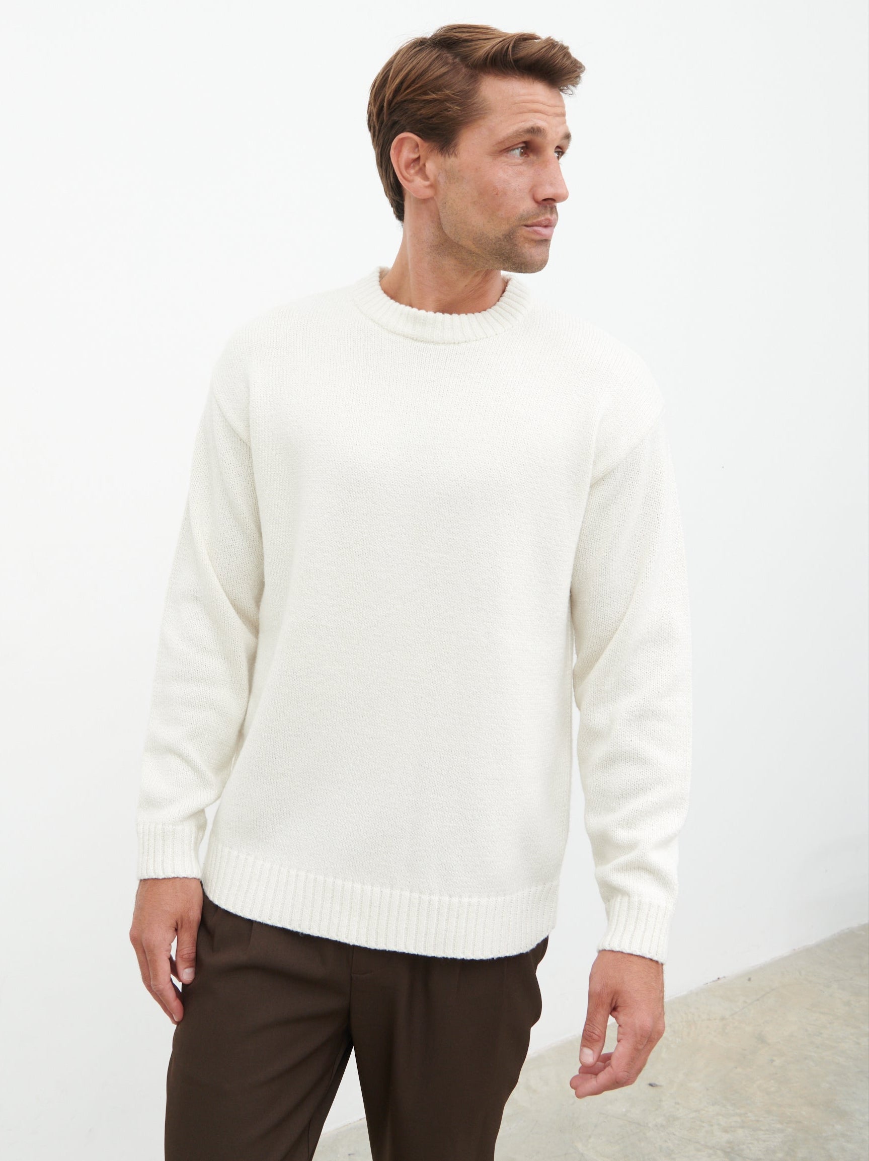 Banks Crew Neck Knit Jumper - Cream