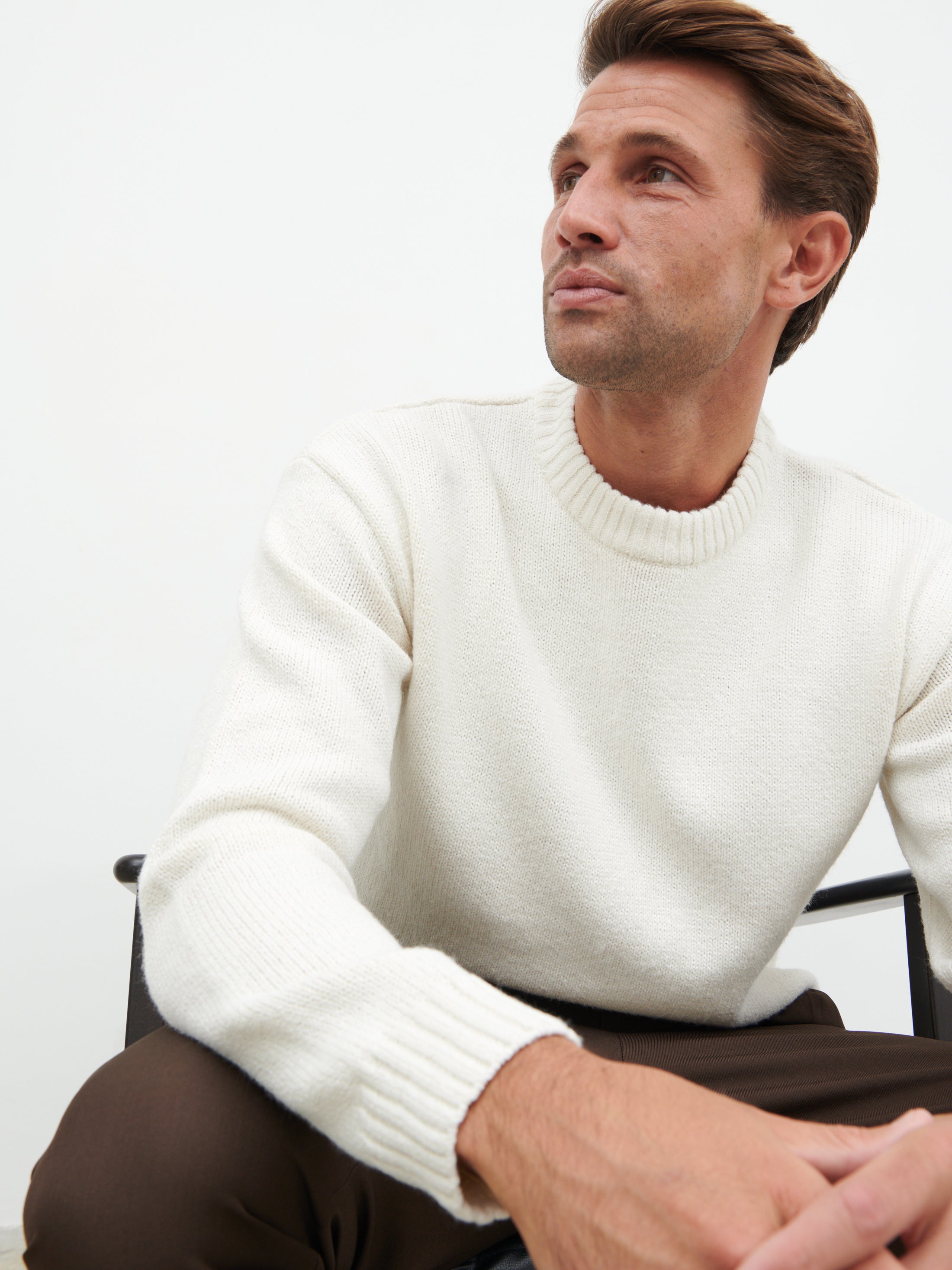 Banks Crew Neck Knit Jumper - Cream