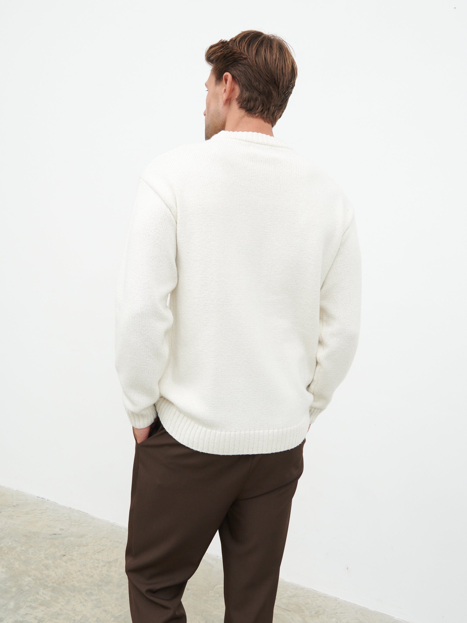 Banks Crew Neck Knit Jumper - Cream