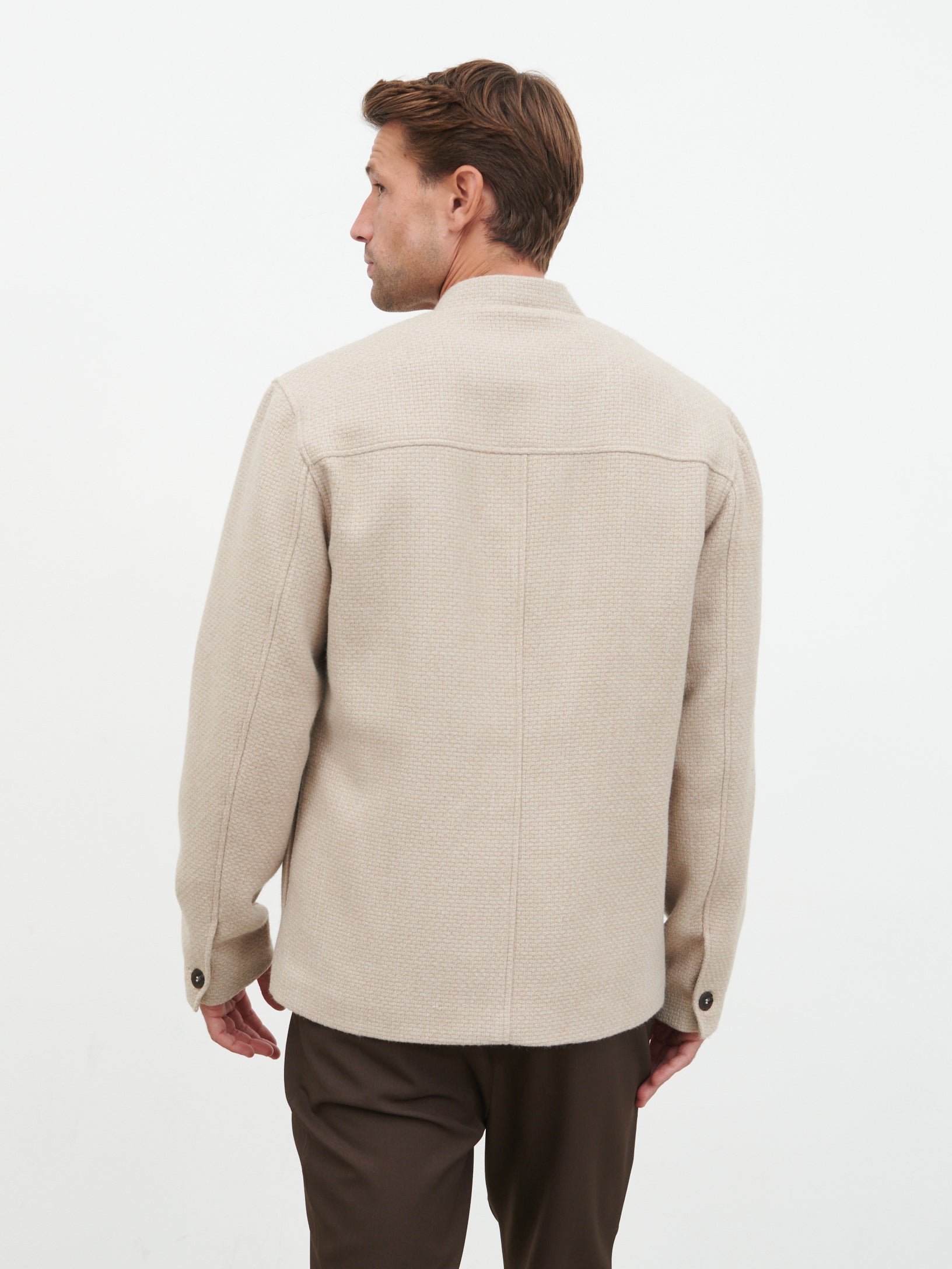 Bear Collarless Jacket - Beige