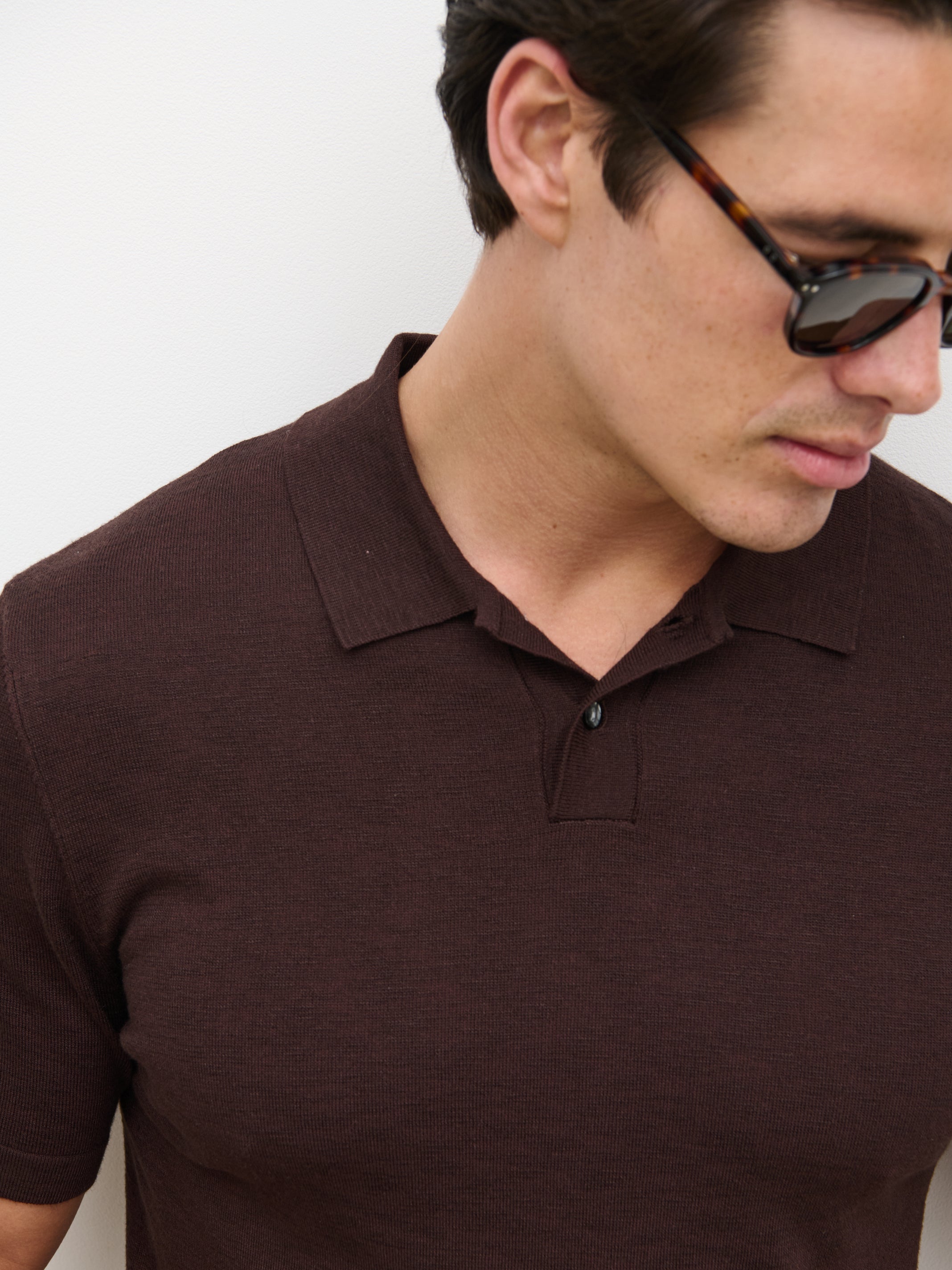 Brax Small Placket Knit Polo Top - Brown – Nobl