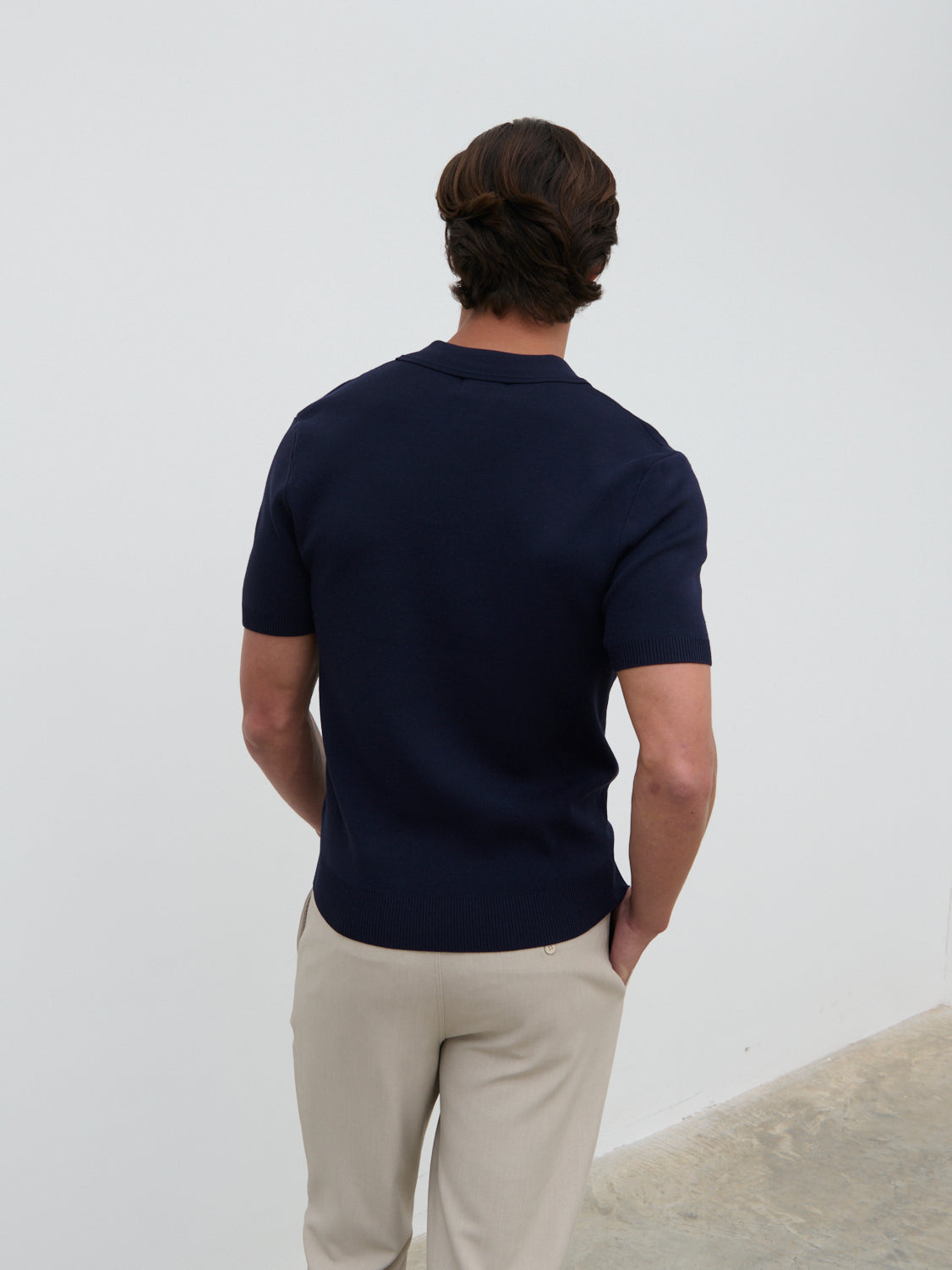 Caleb Short Sleeve Knit Polo - Navy