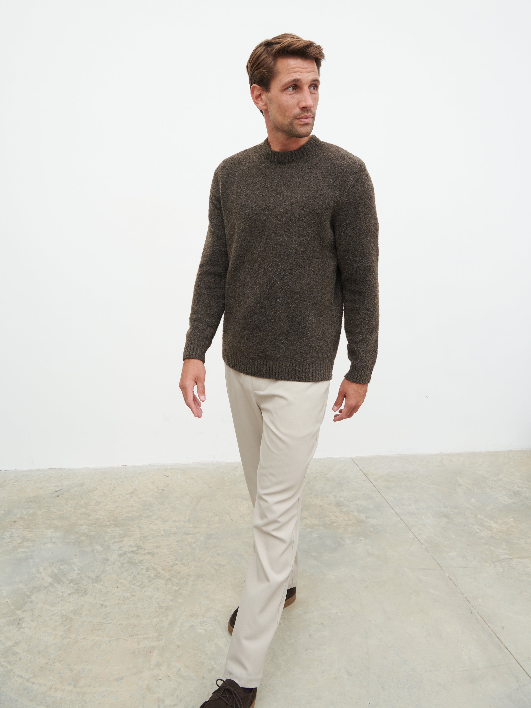 Cameron Crew Neck Jumper - Bark