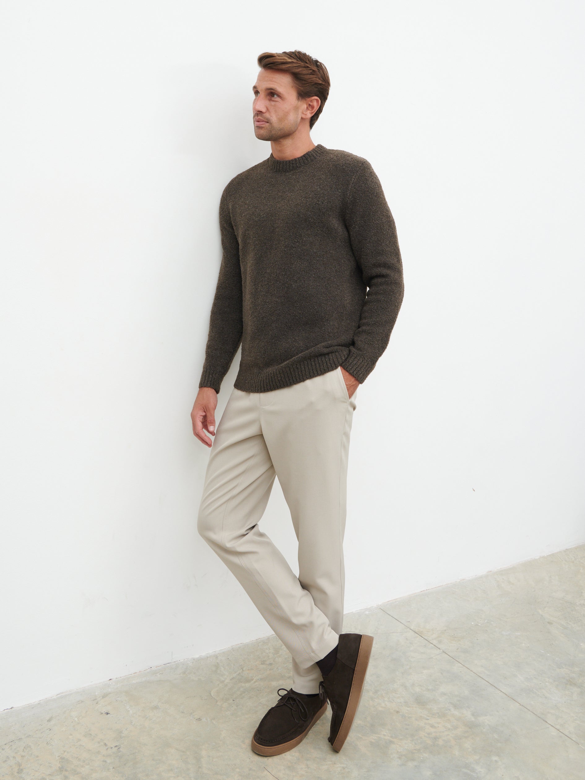 Cameron Crew Neck Jumper - Bark