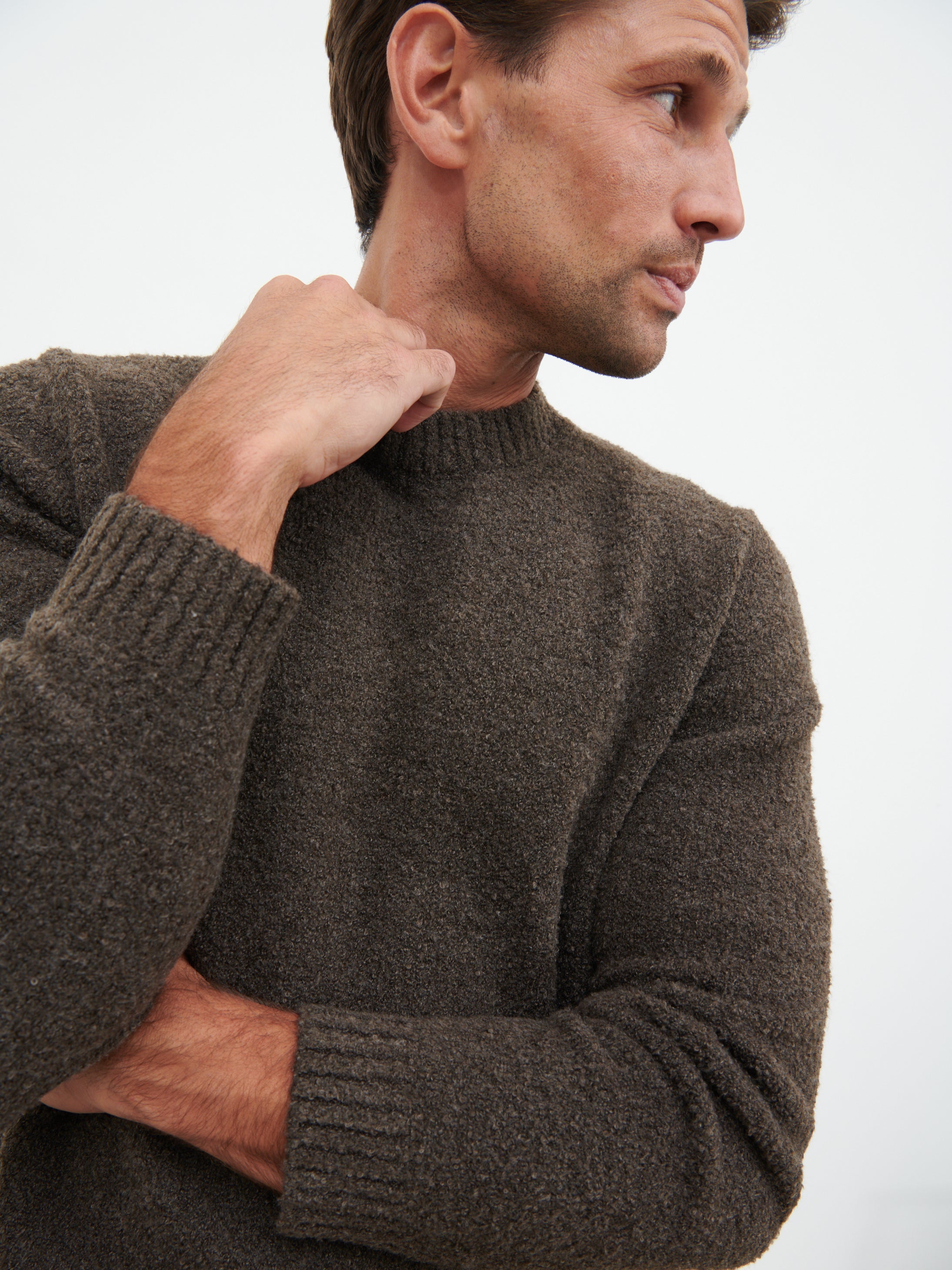 Cameron Crew Neck Jumper - Bark