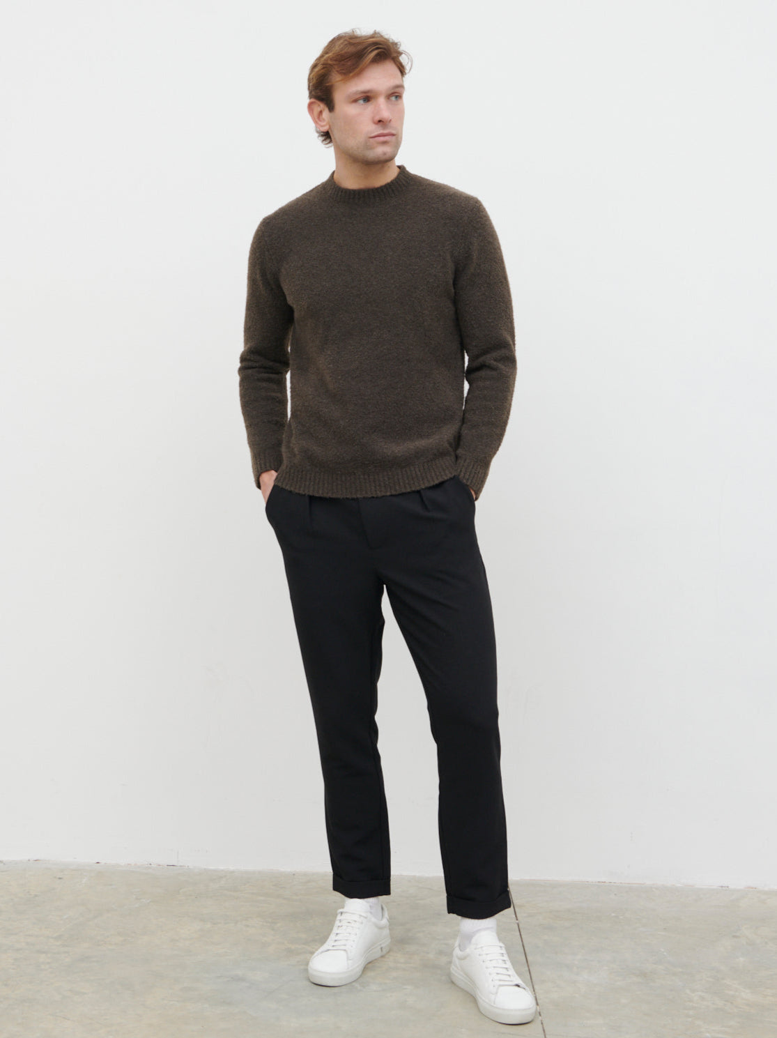 Cameron Crew Neck Jumper - Bark