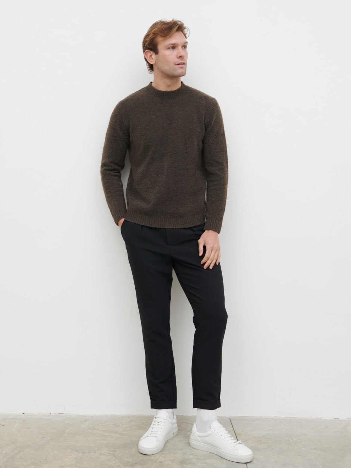 Cameron Crew Neck Jumper - Bark