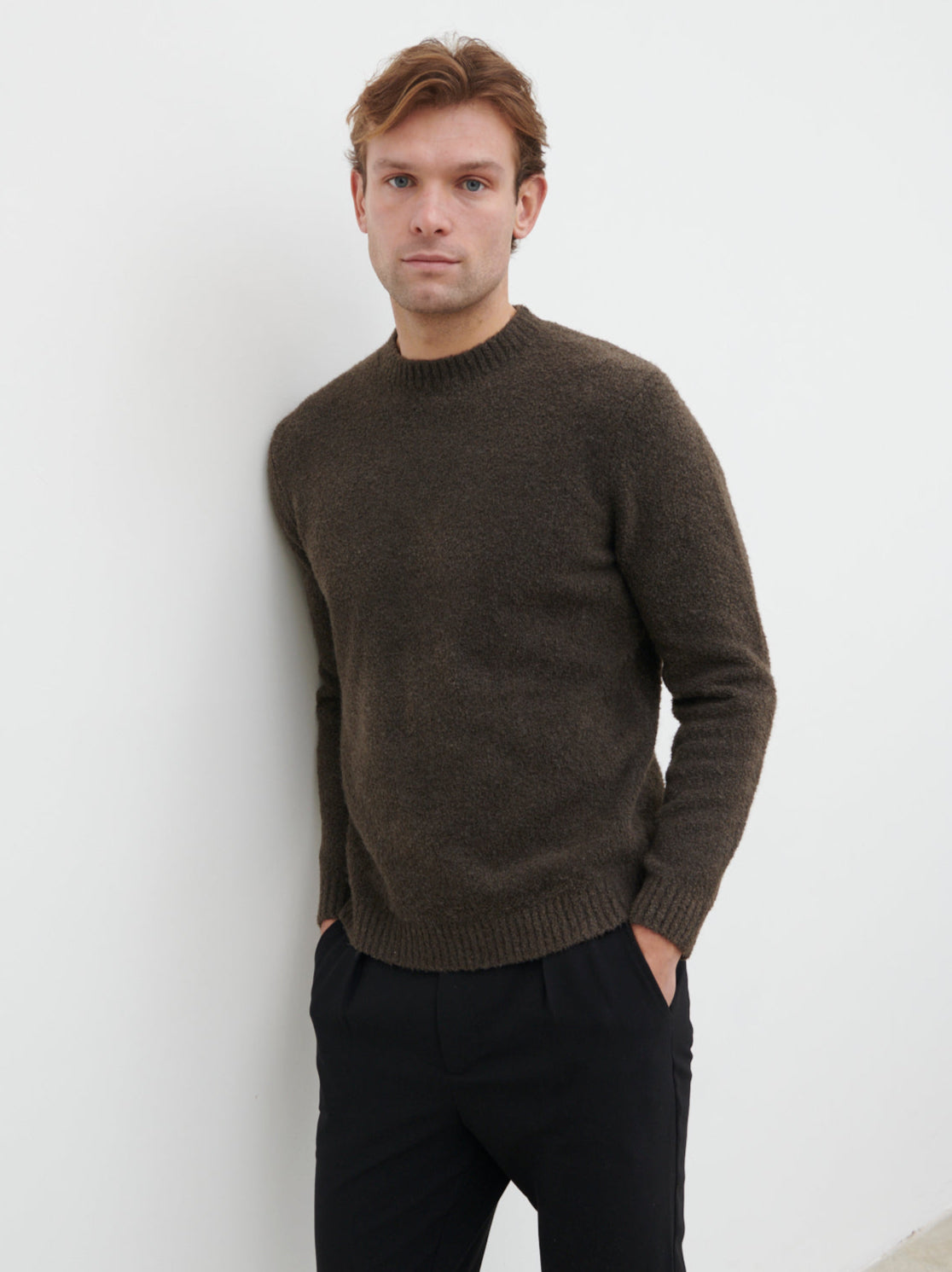 Cameron Crew Neck Jumper - Bark