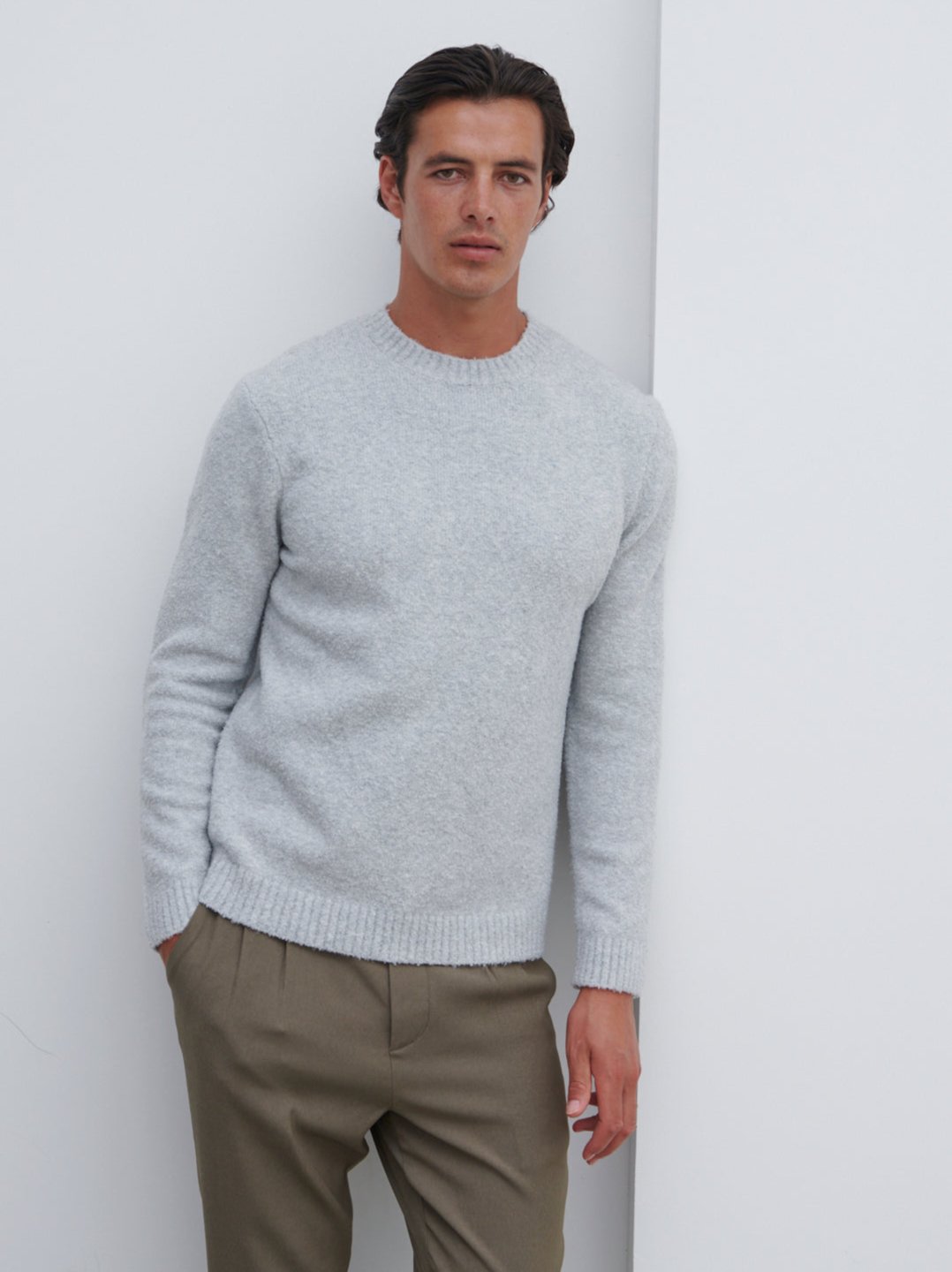 Cameron Crew Neck Jumper - Light Grey
