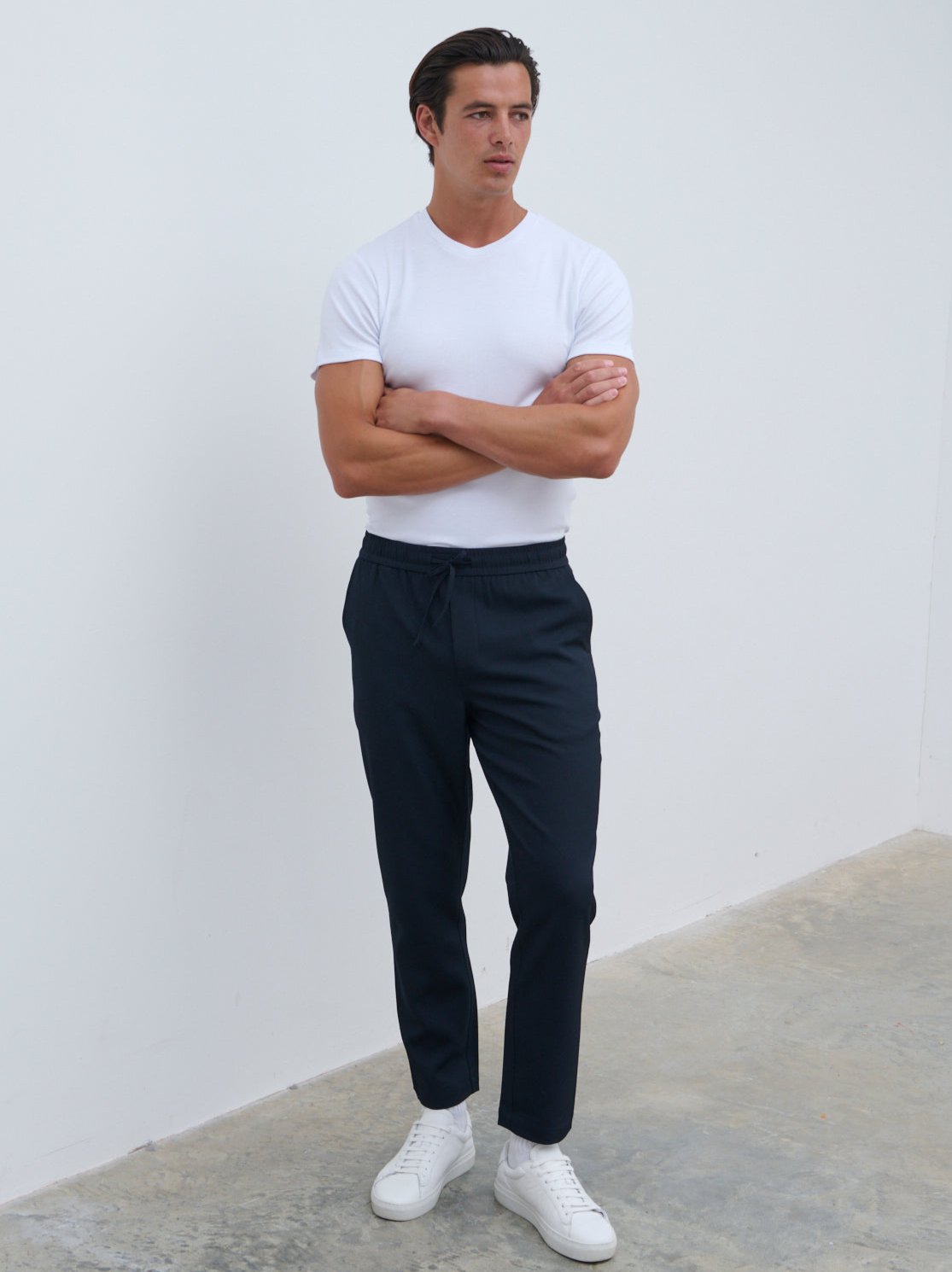 Hudson Drawstring Trousers (Long Leg Length) - Navy