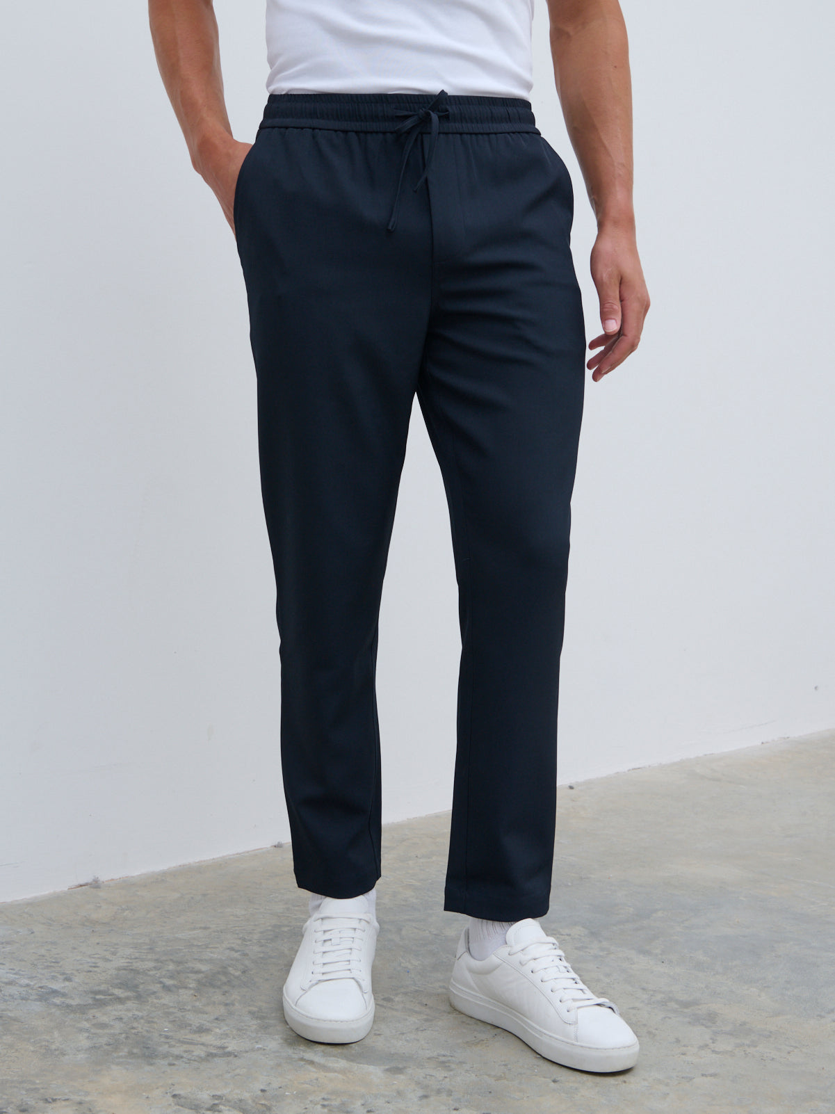 Hudson Drawstring Trousers (Long Leg Length) - Navy