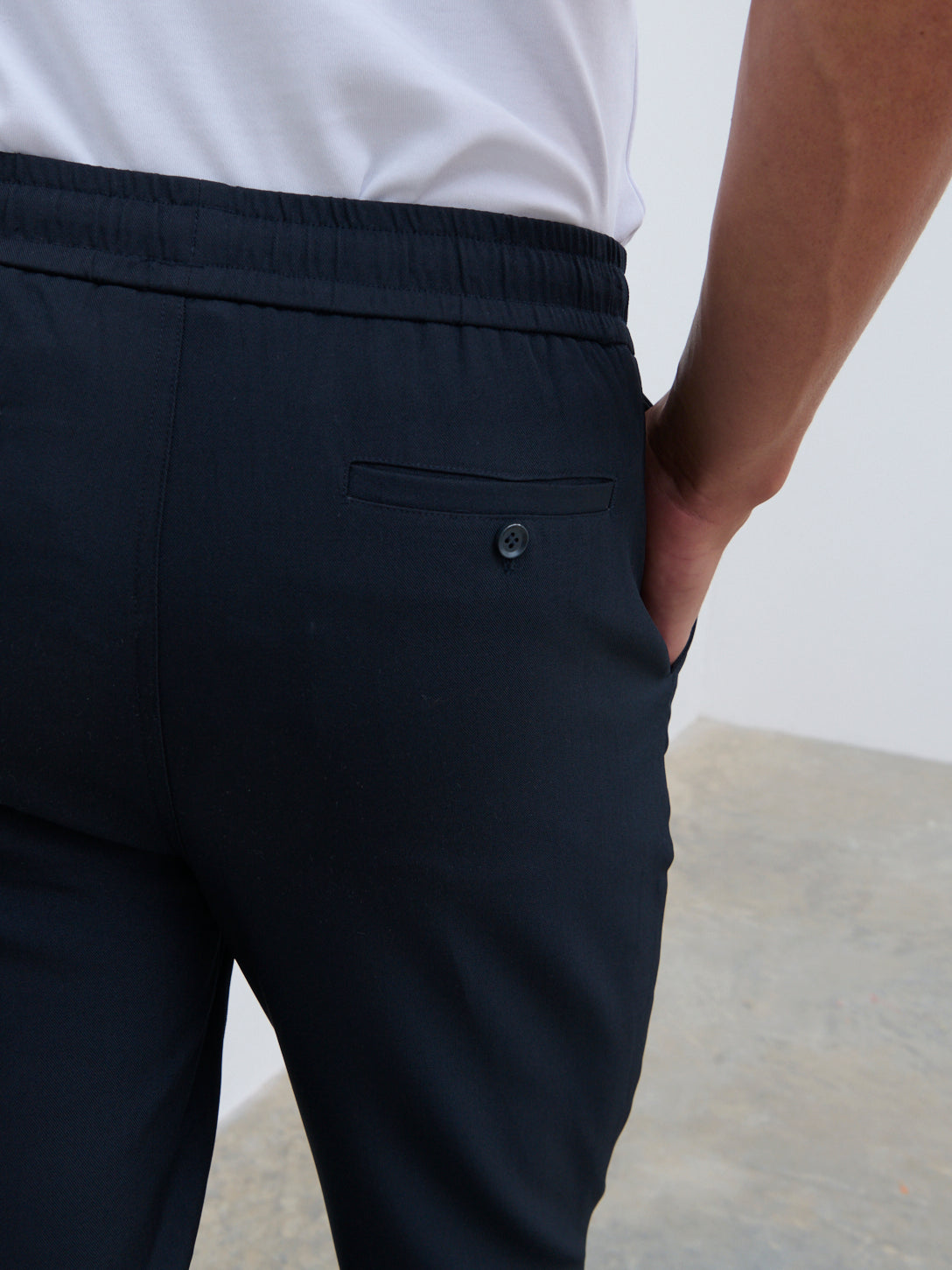 Hudson Drawstring Trousers (Long Leg Length) - Navy