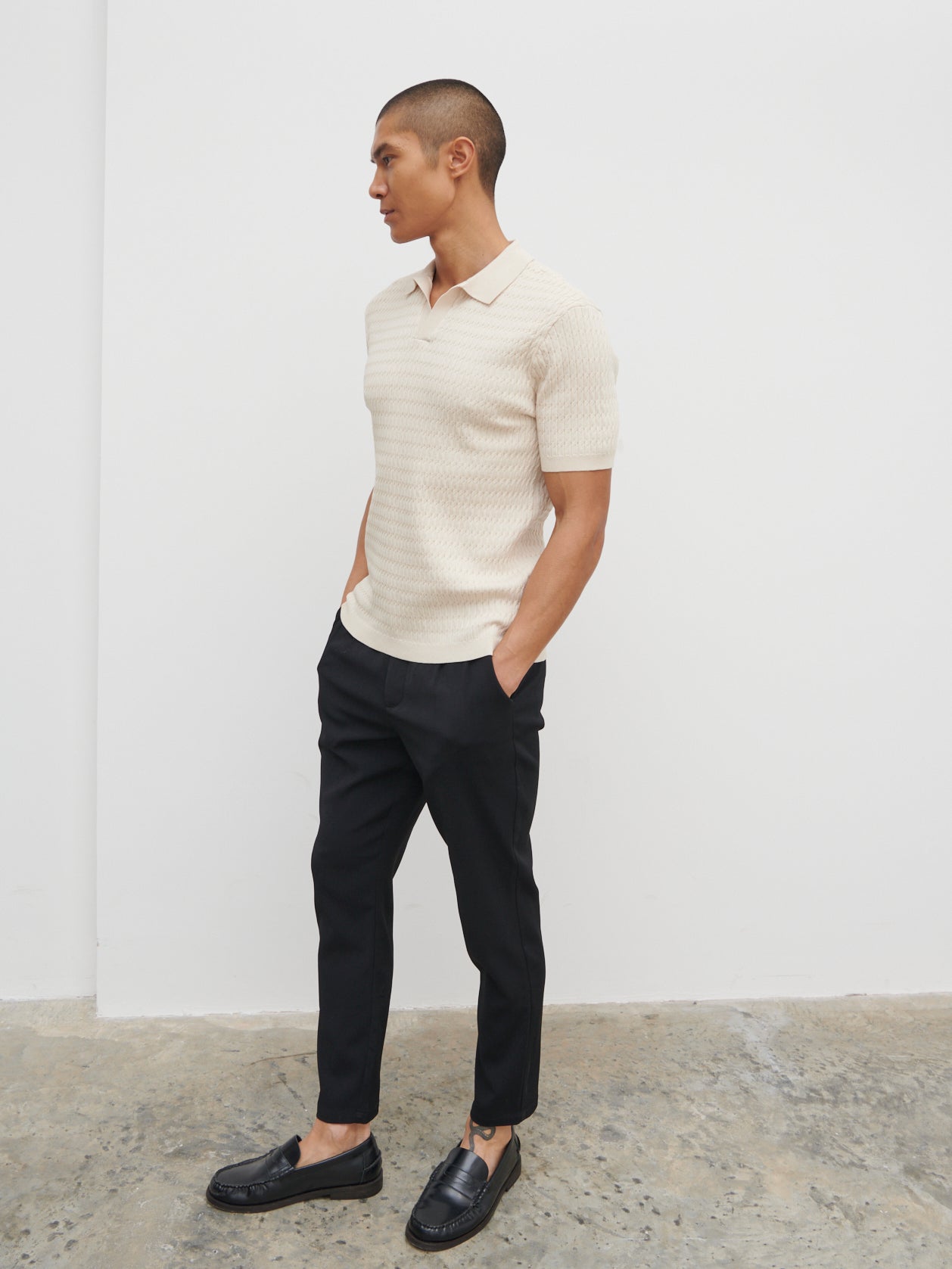 Carter Cable Knit Polo - Taupe