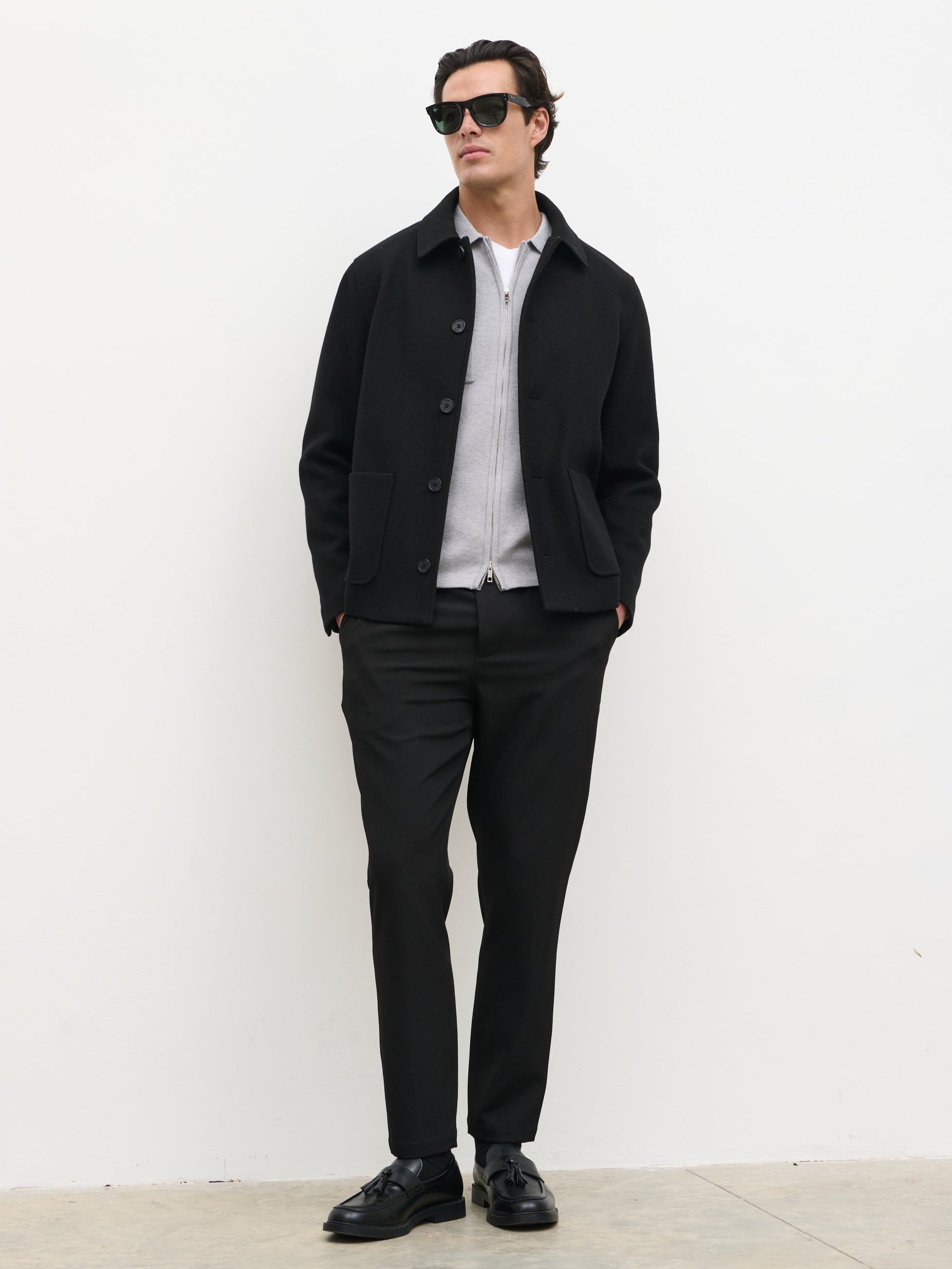 Cassius Zip Front Knit Jacket - Grey – Nobl