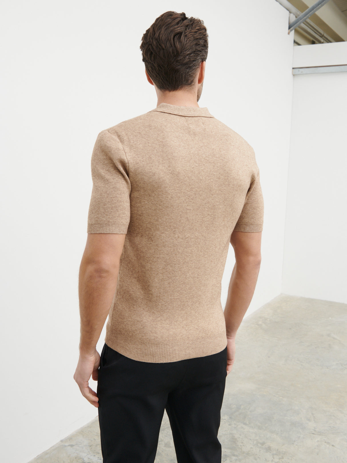 Corey Short Sleeve Knit Polo - Brown Marl