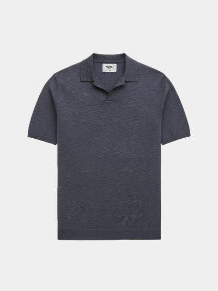 Drayo Open Work Knit Polo - Blue – Nobl