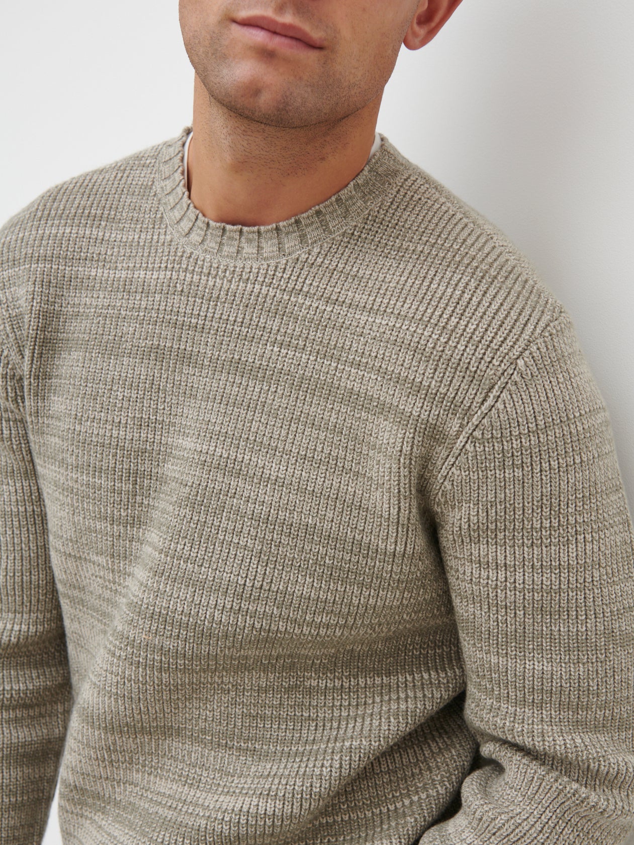 Dylan Crew Neck Knit Jumper - Olive