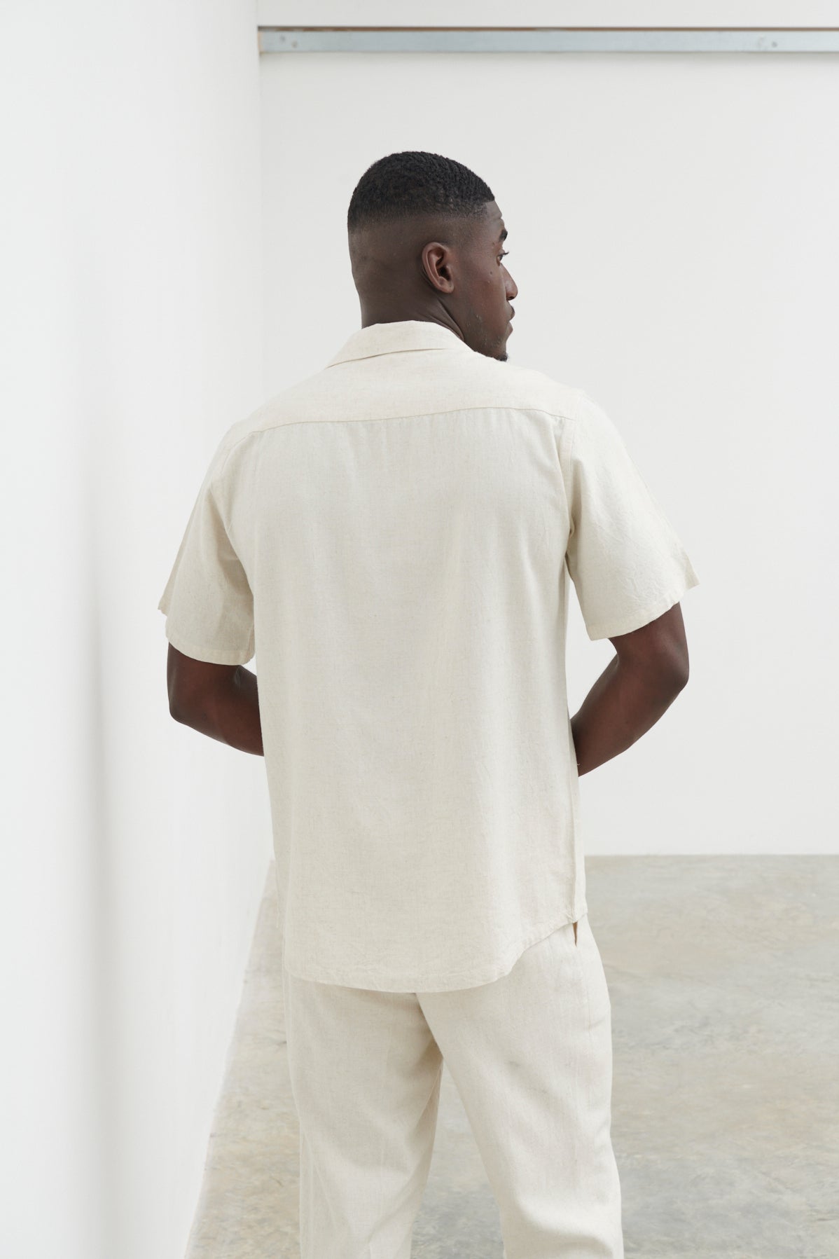 Elijah Short Sleeve Linen Shirt - Oatmeal