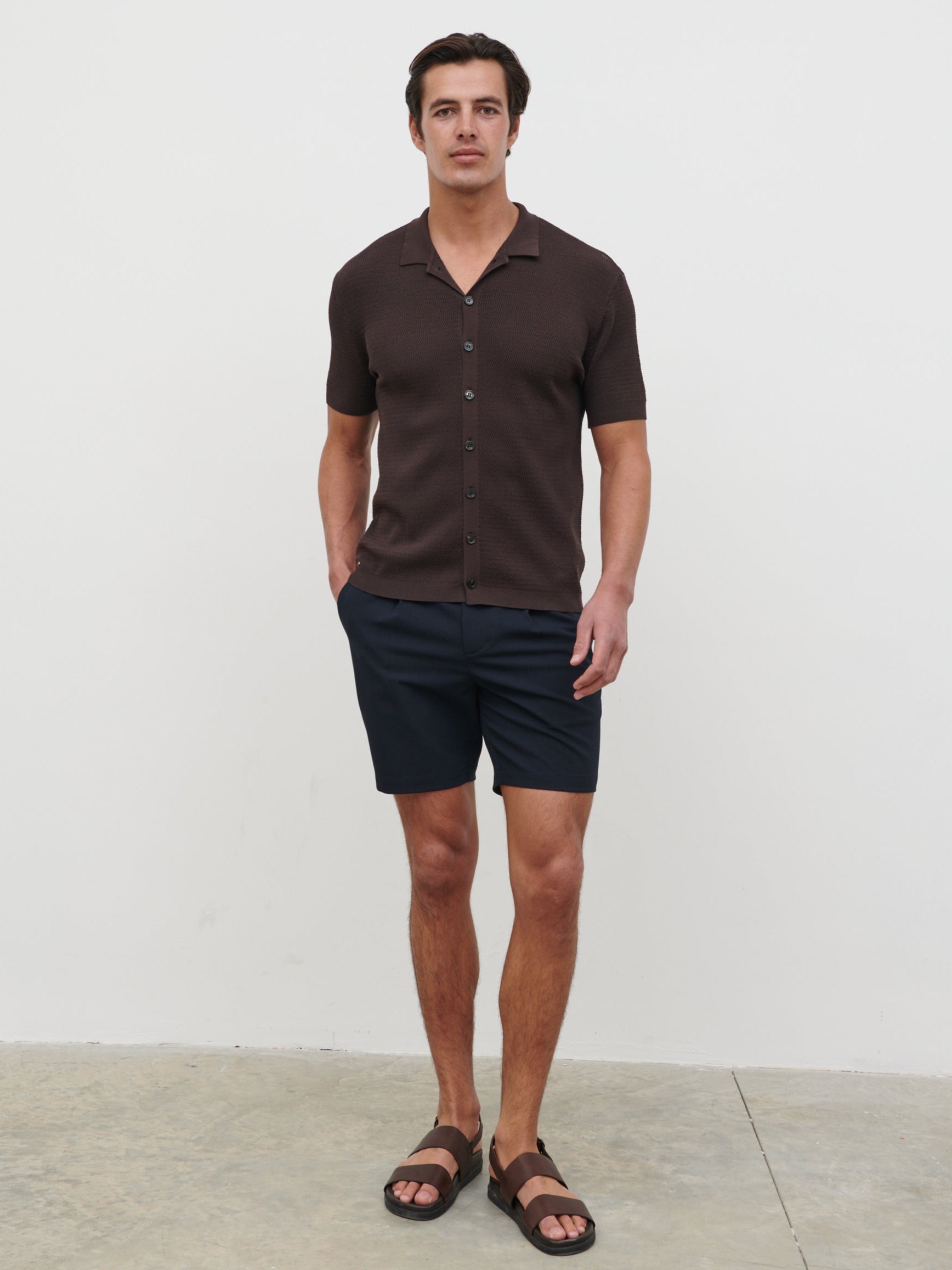 Elliot Knit Shirt - Chocolate Brown