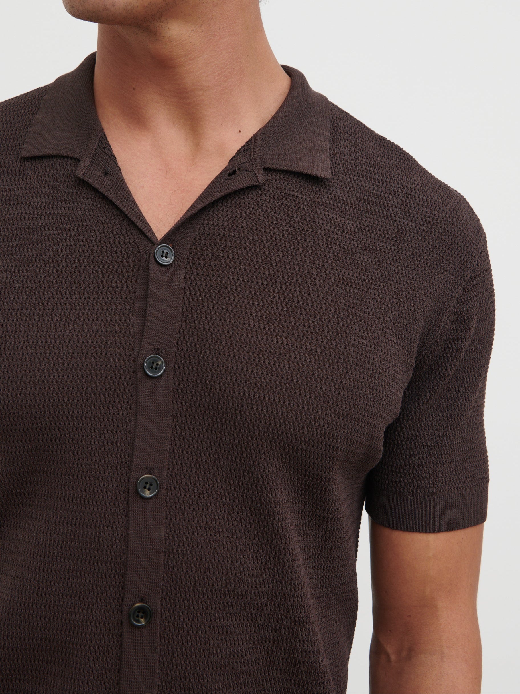 Elliot Knit Shirt - Chocolate Brown