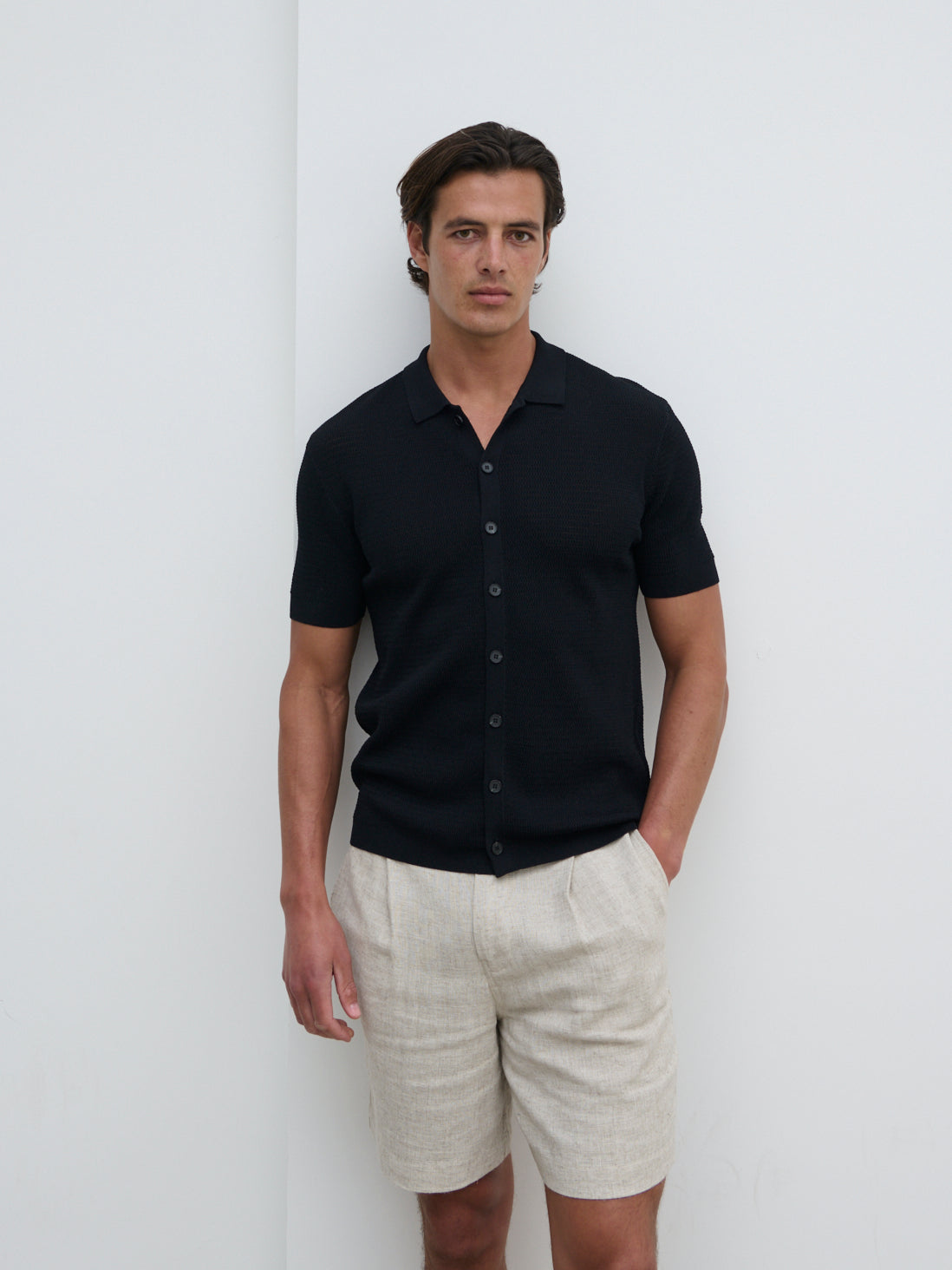 Elliot Short Sleeve Knit Shirt - Black