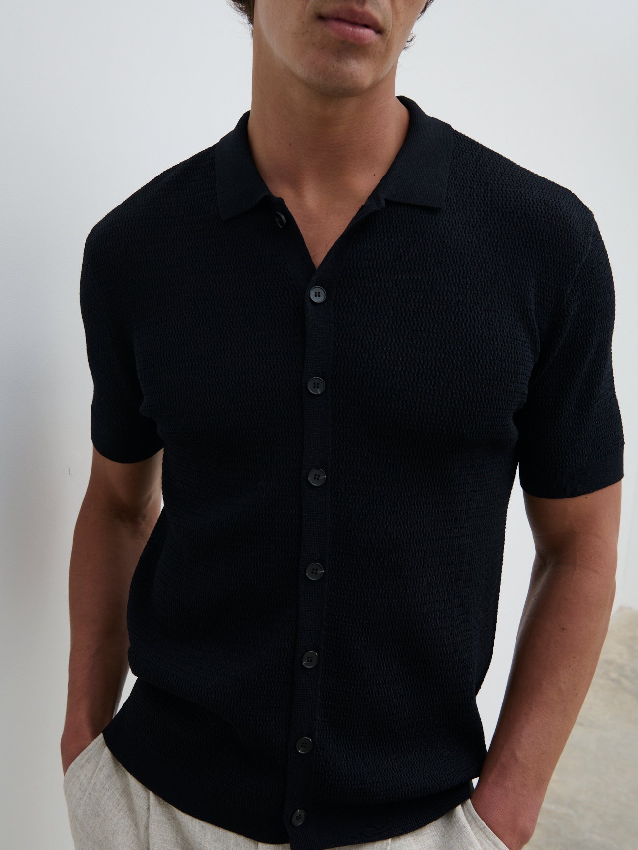 Elliot Short Sleeve Knit Shirt - Black