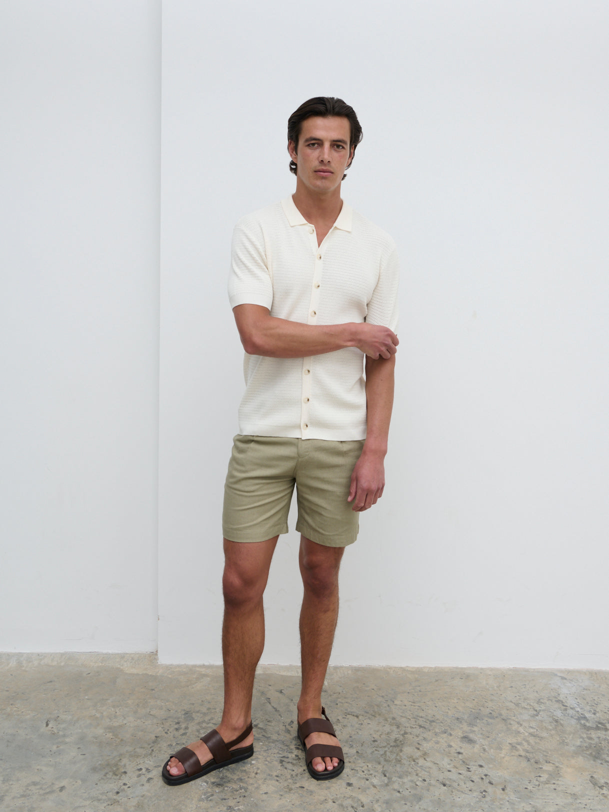 Elliot Short Sleeve Knit Shirt - Cream