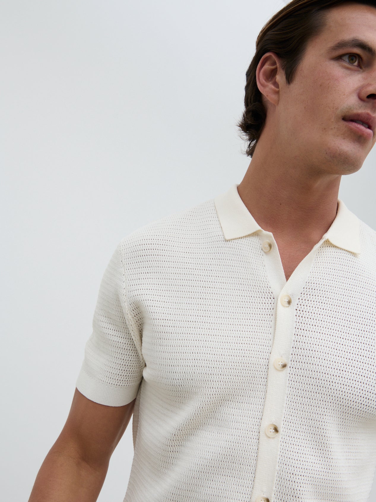 Elliot Short Sleeve Knit Shirt - Cream