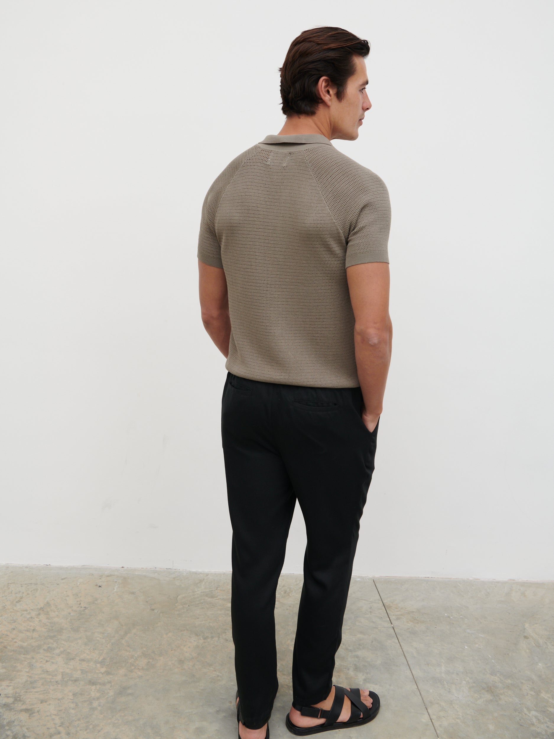 Emilio Openwork Knit Shirt - Dark Taupe