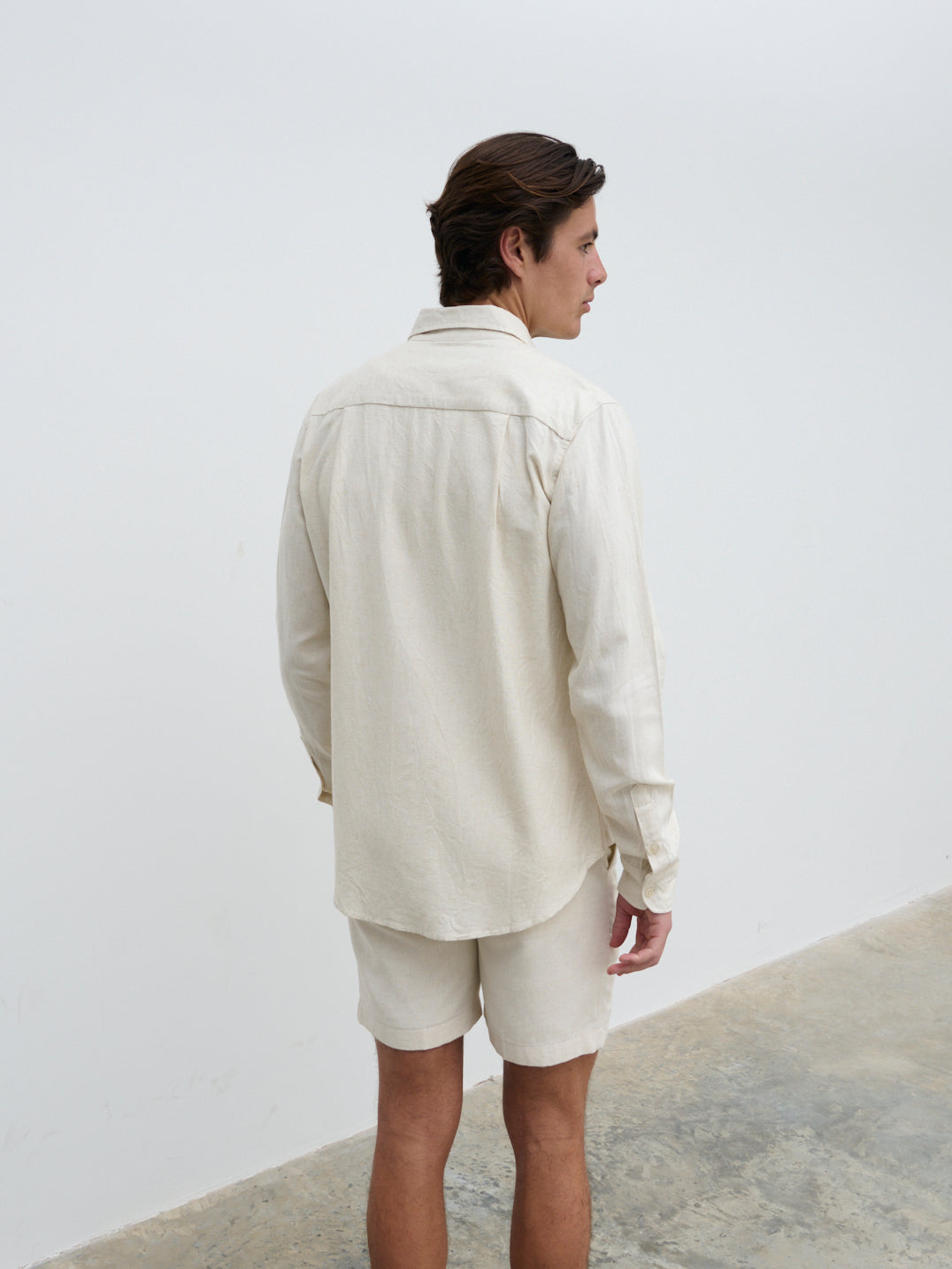 Enzo Long Sleeve Linen Shirt - Oatmeal