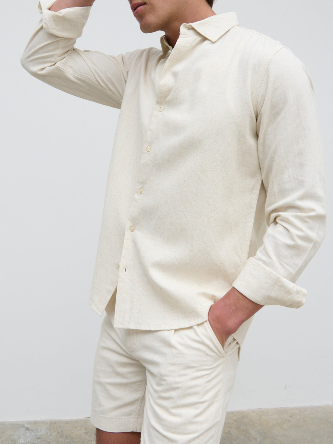 Enzo Long Sleeve Linen Shirt - Oatmeal