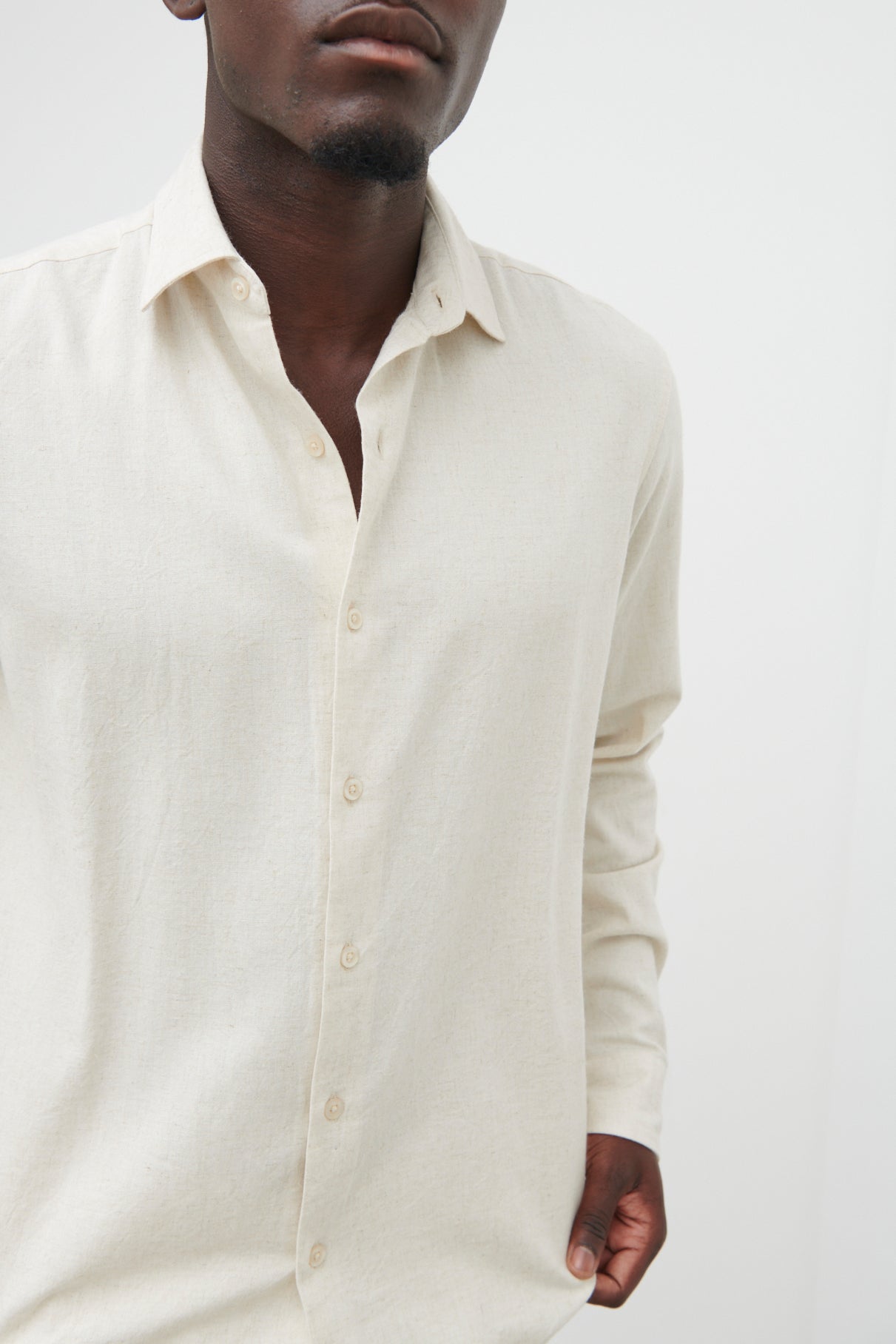 Enzo Long Sleeve Linen Shirt - Oatmeal