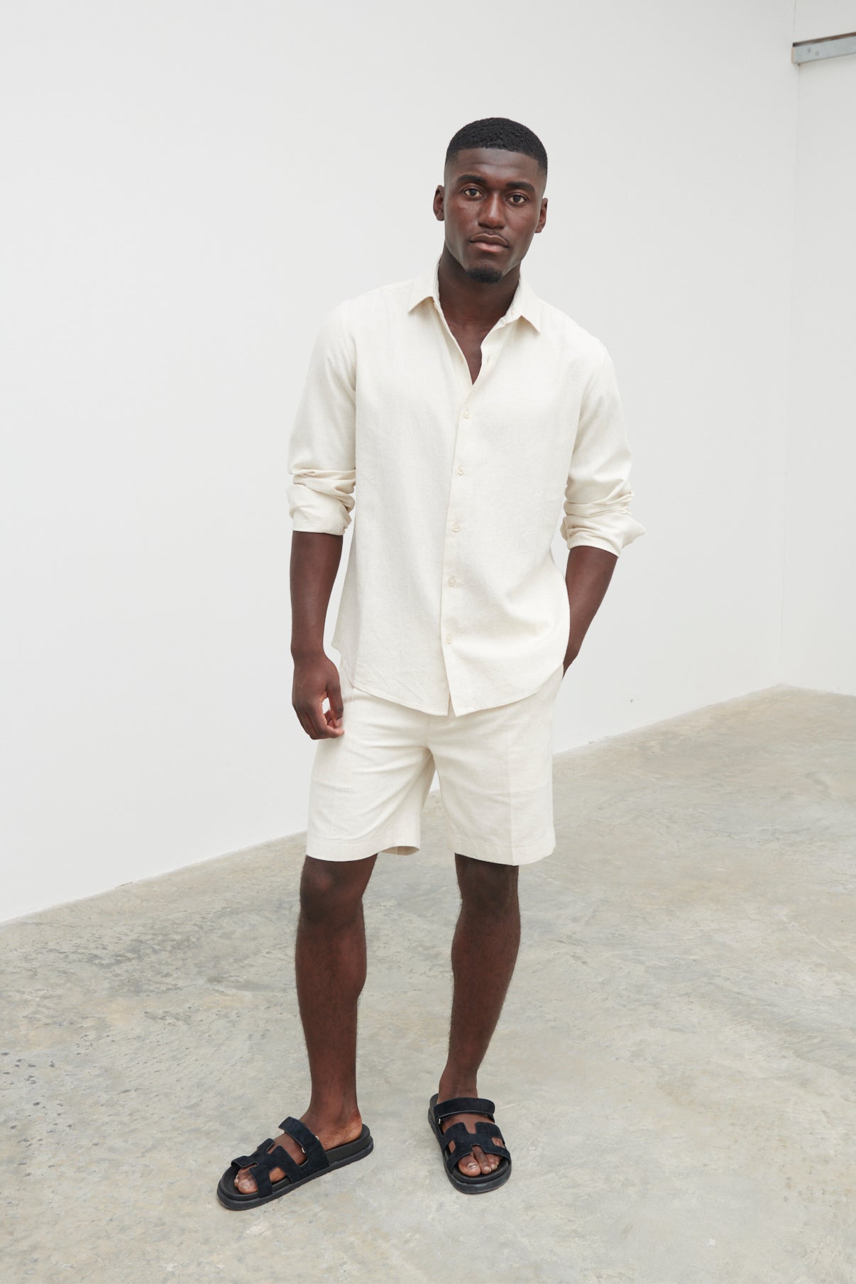 Enzo Long Sleeve Linen Shirt - Oatmeal